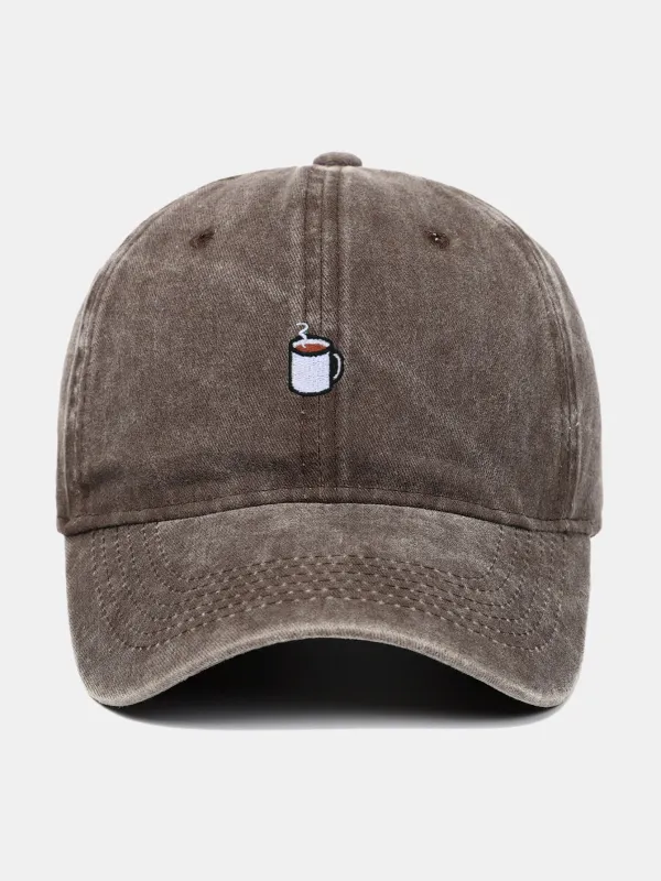 Coffee Embroidery Casual Adjustable Baseball Cap sold by Hoooyi