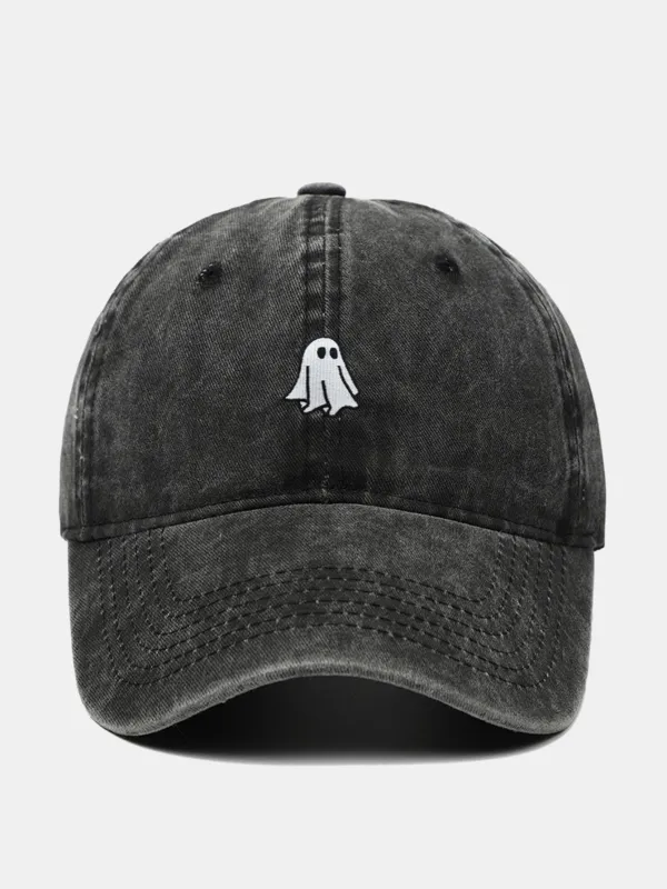 Classic Ghost Embroidered Washed Baseball Cap sold by Hoooyi