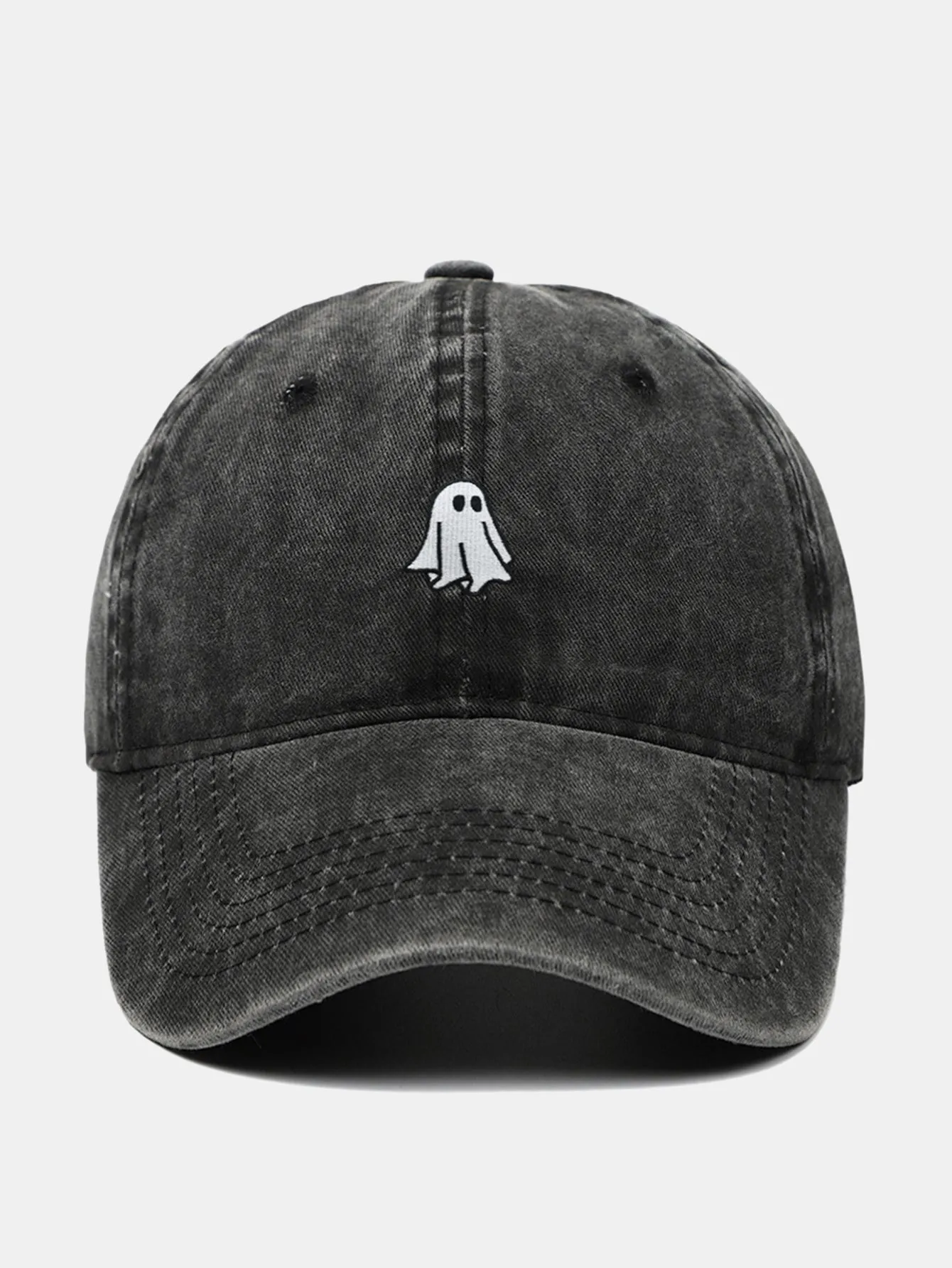 Classic Ghost Embroidered Washed Baseball Cap sold by Hoooyi