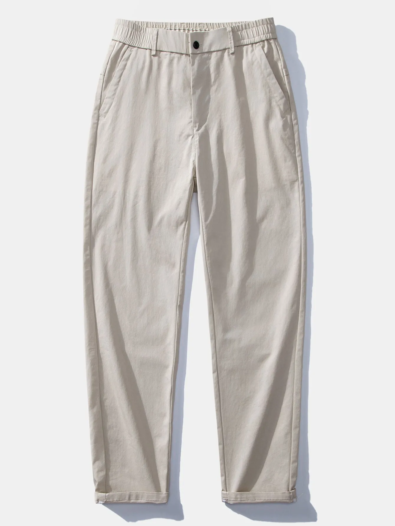Elastic Waist Straight Leg Trousers sold by Hoooyi