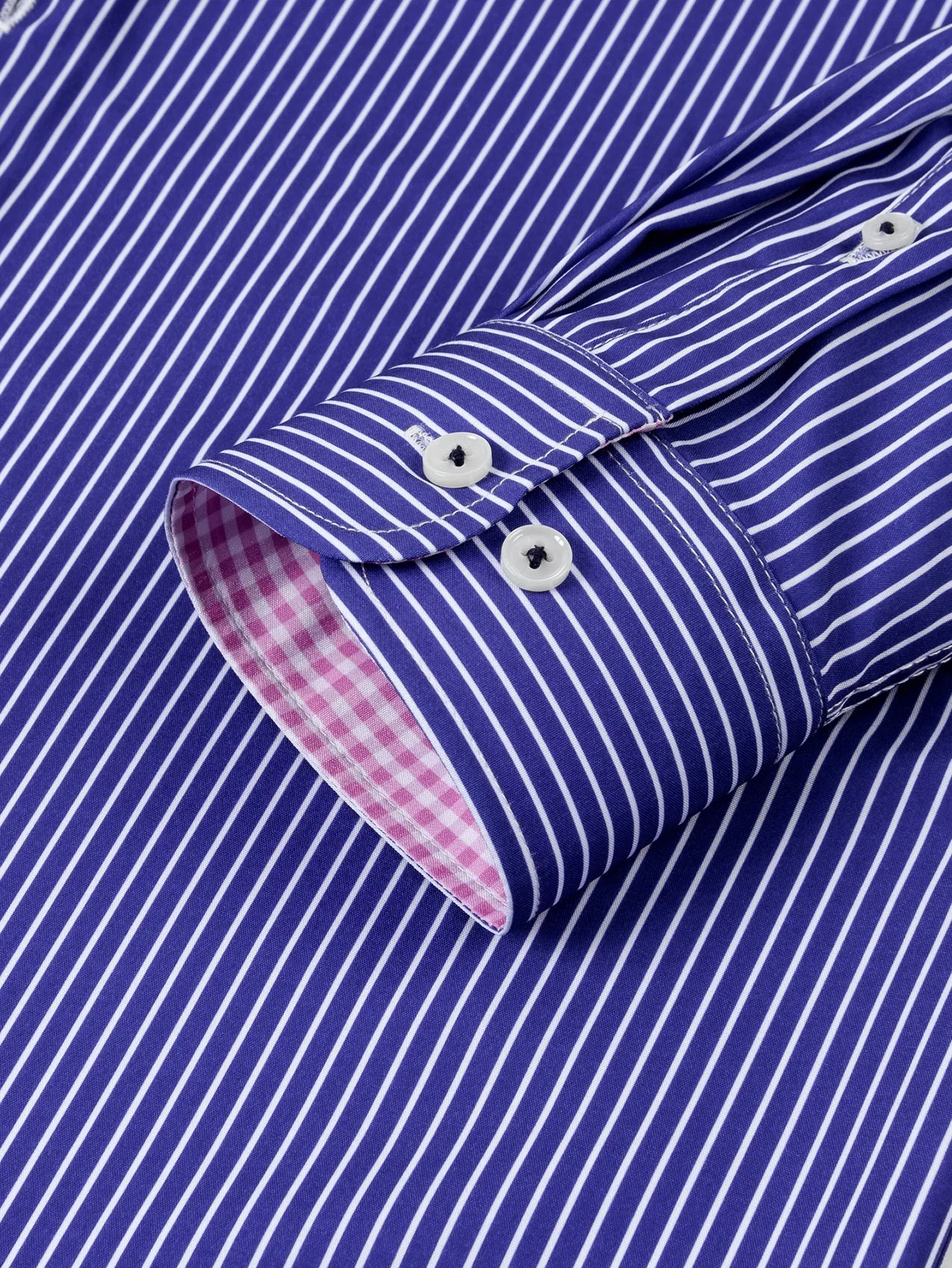 Long Sleeve Contrast Plaid Stripe Button Up Shirt sold by Hoooyi product image thumbnail 4