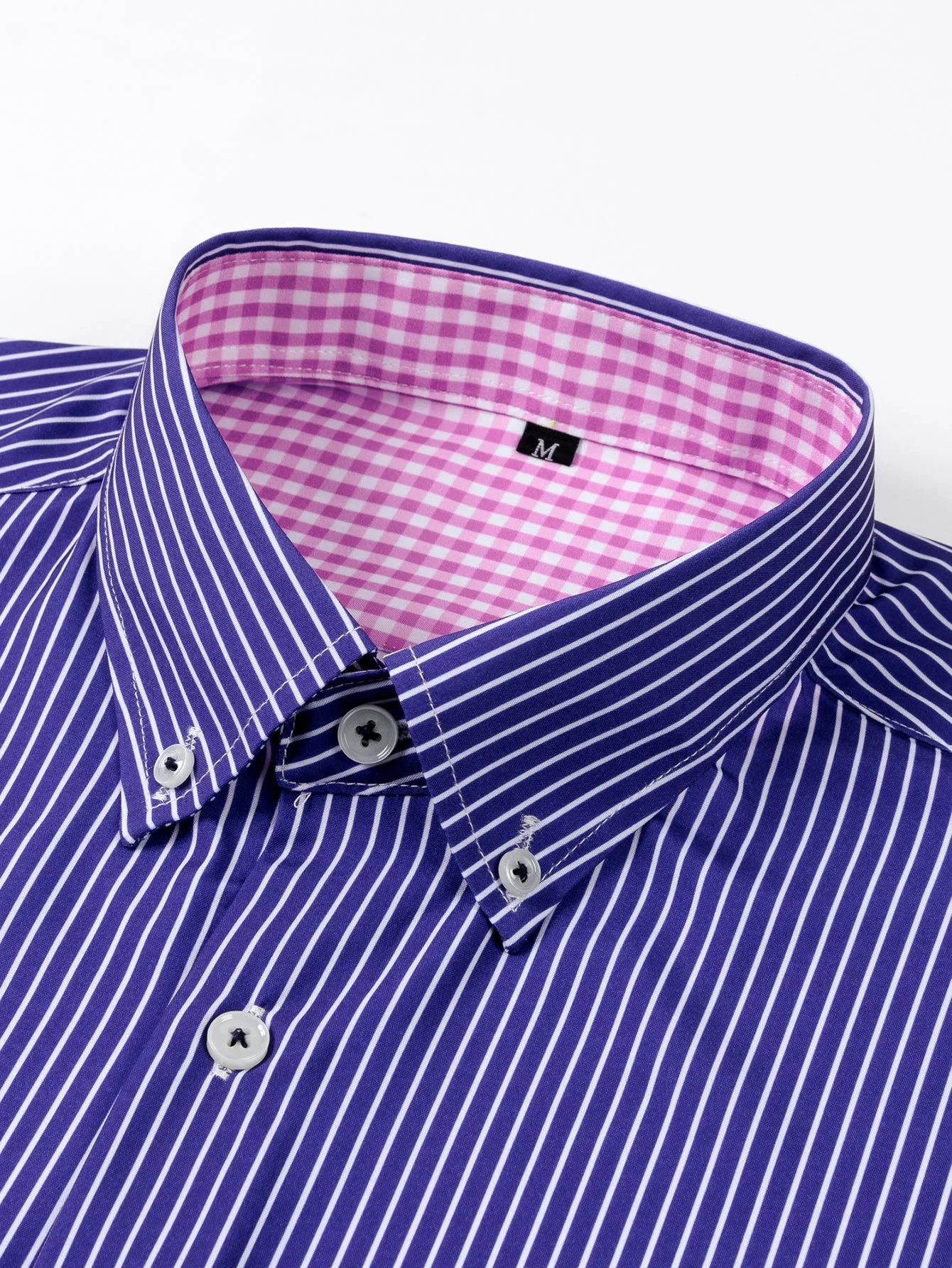 Long Sleeve Contrast Plaid Stripe Button Up Shirt sold by Hoooyi product image thumbnail 3