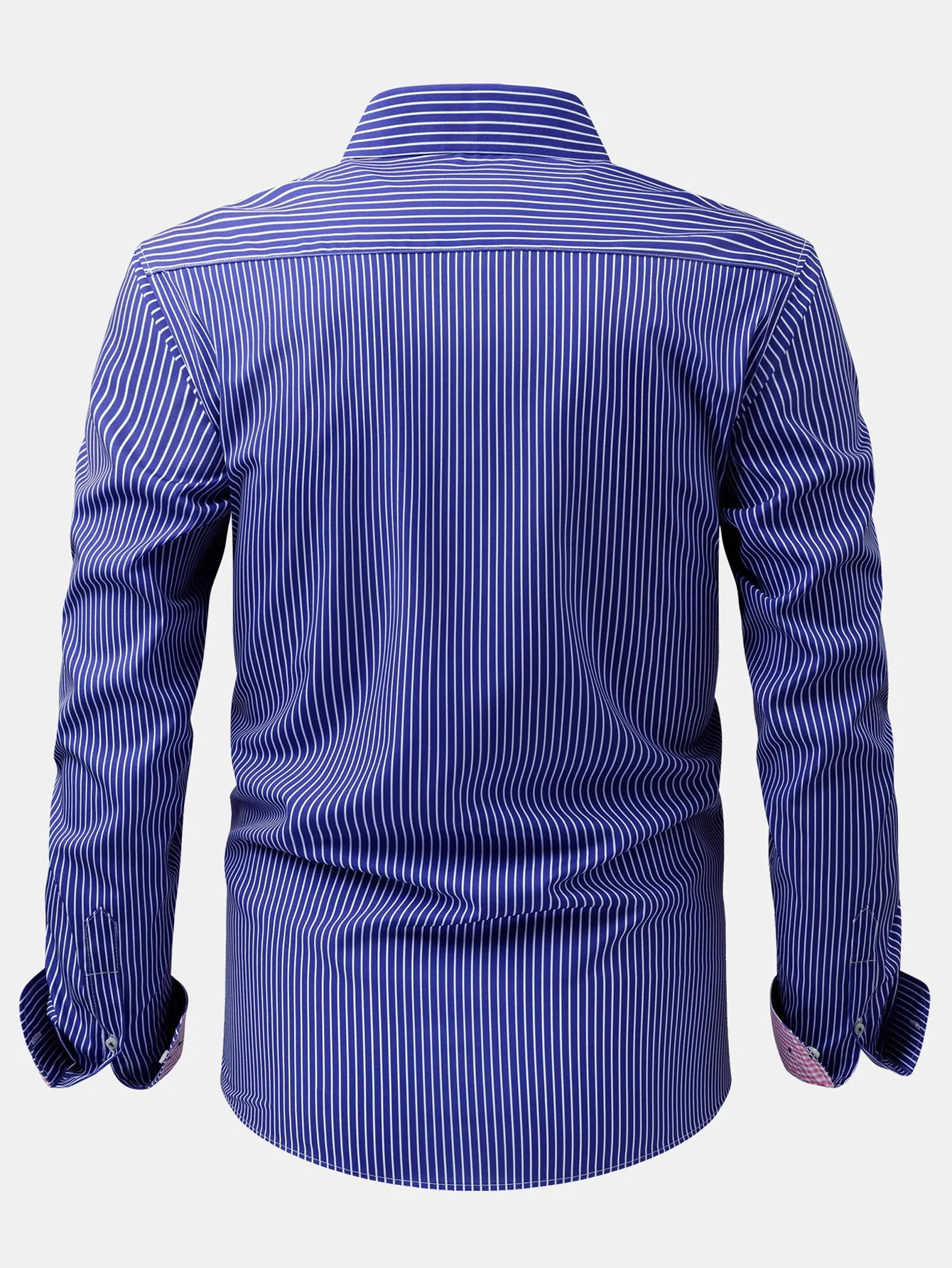 Long Sleeve Contrast Plaid Stripe Button Up Shirt sold by Hoooyi product image thumbnail 2