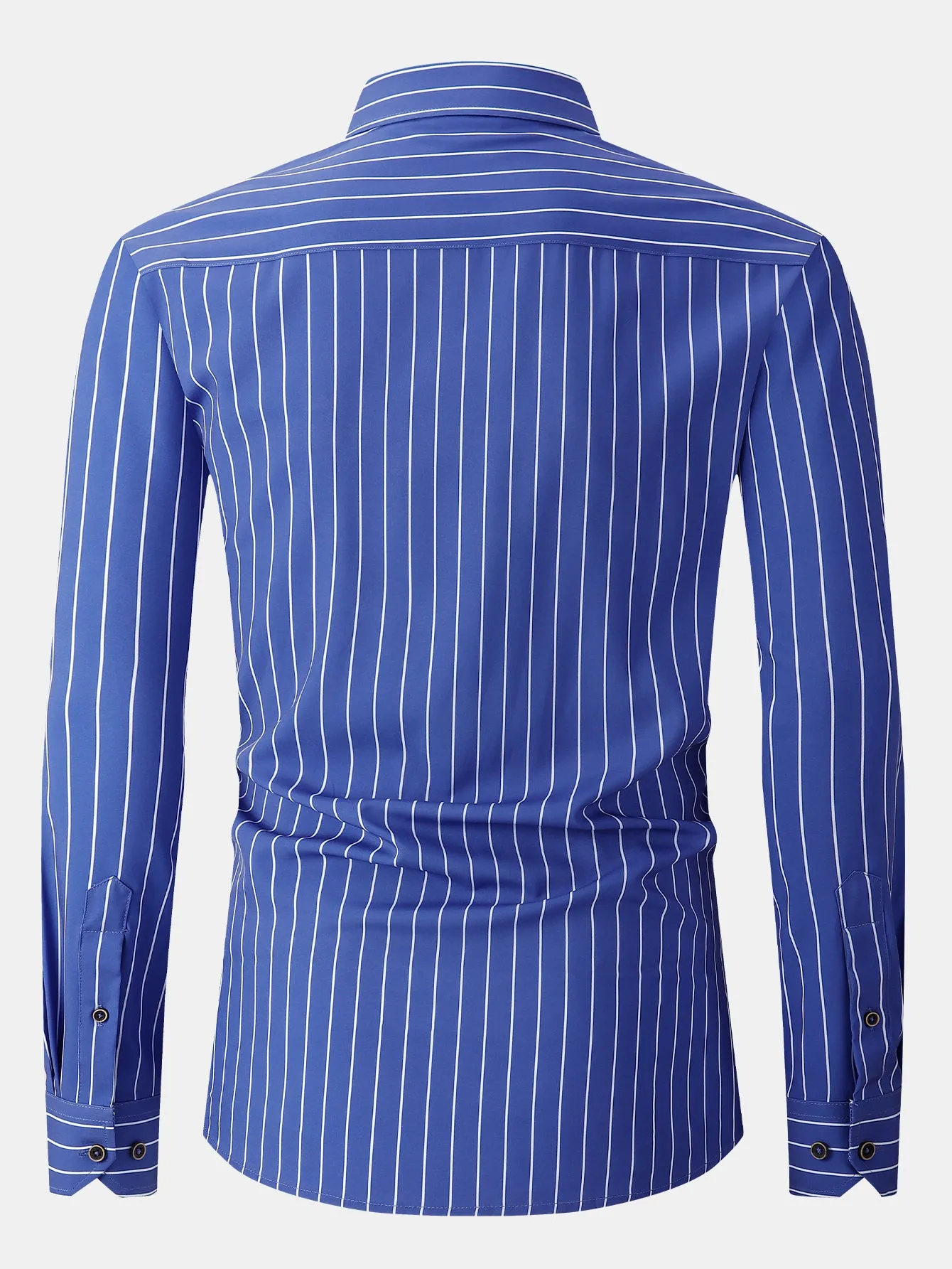 Long Sleeve Stripe Pocket Button Up Shirt sold by Hoooyi product image thumbnail 4