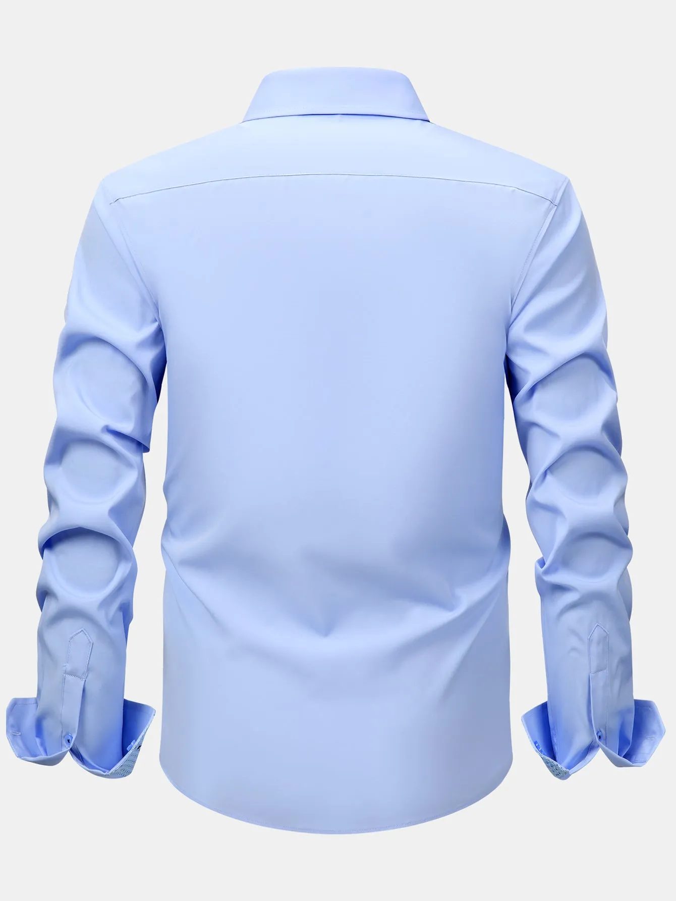 Long Sleeve Contrast Button Up Dress Shirt sold by Hoooyi product image thumbnail 4