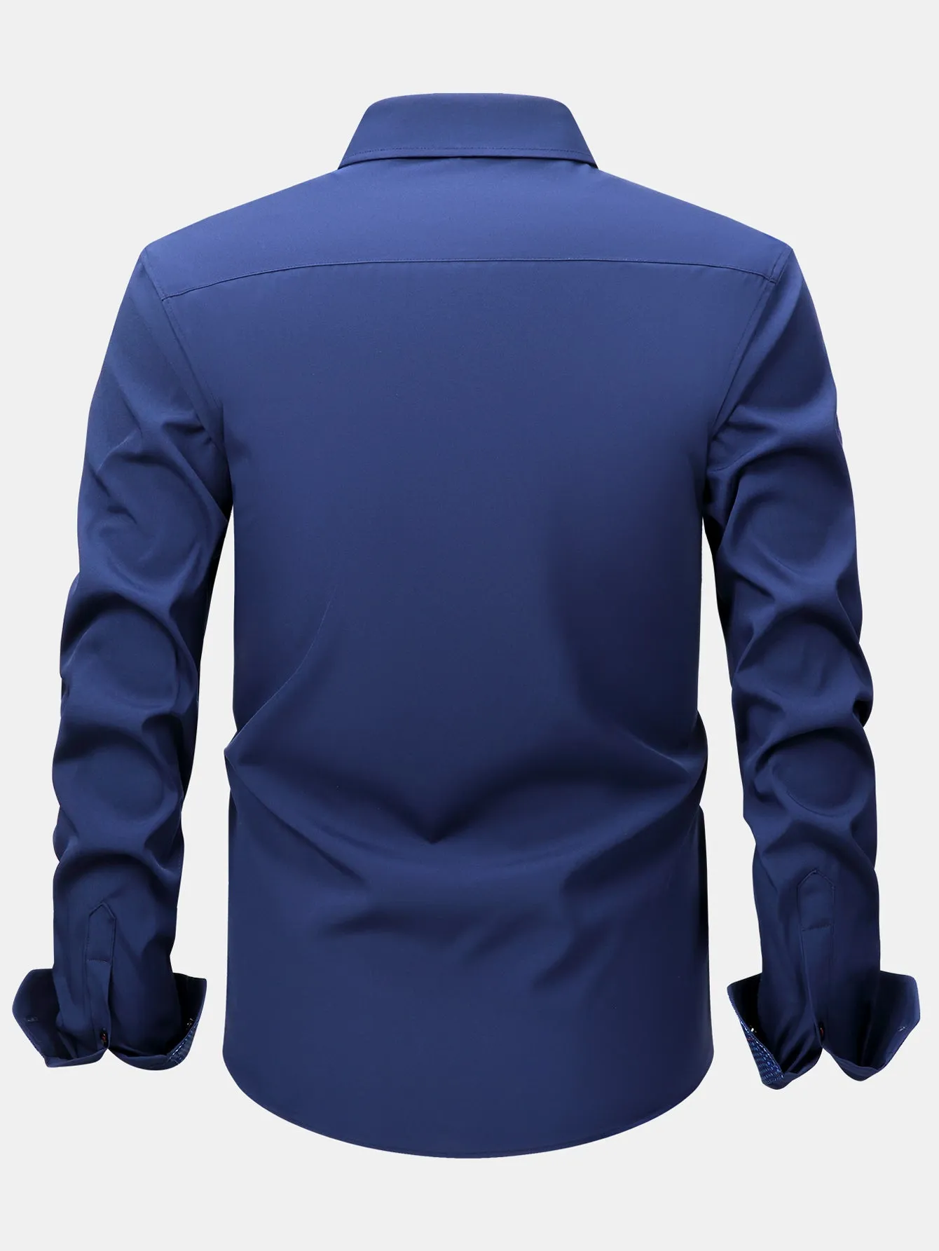 Long Sleeve Contrast Button Up Dress Shirt sold by Hoooyi product image thumbnail 2