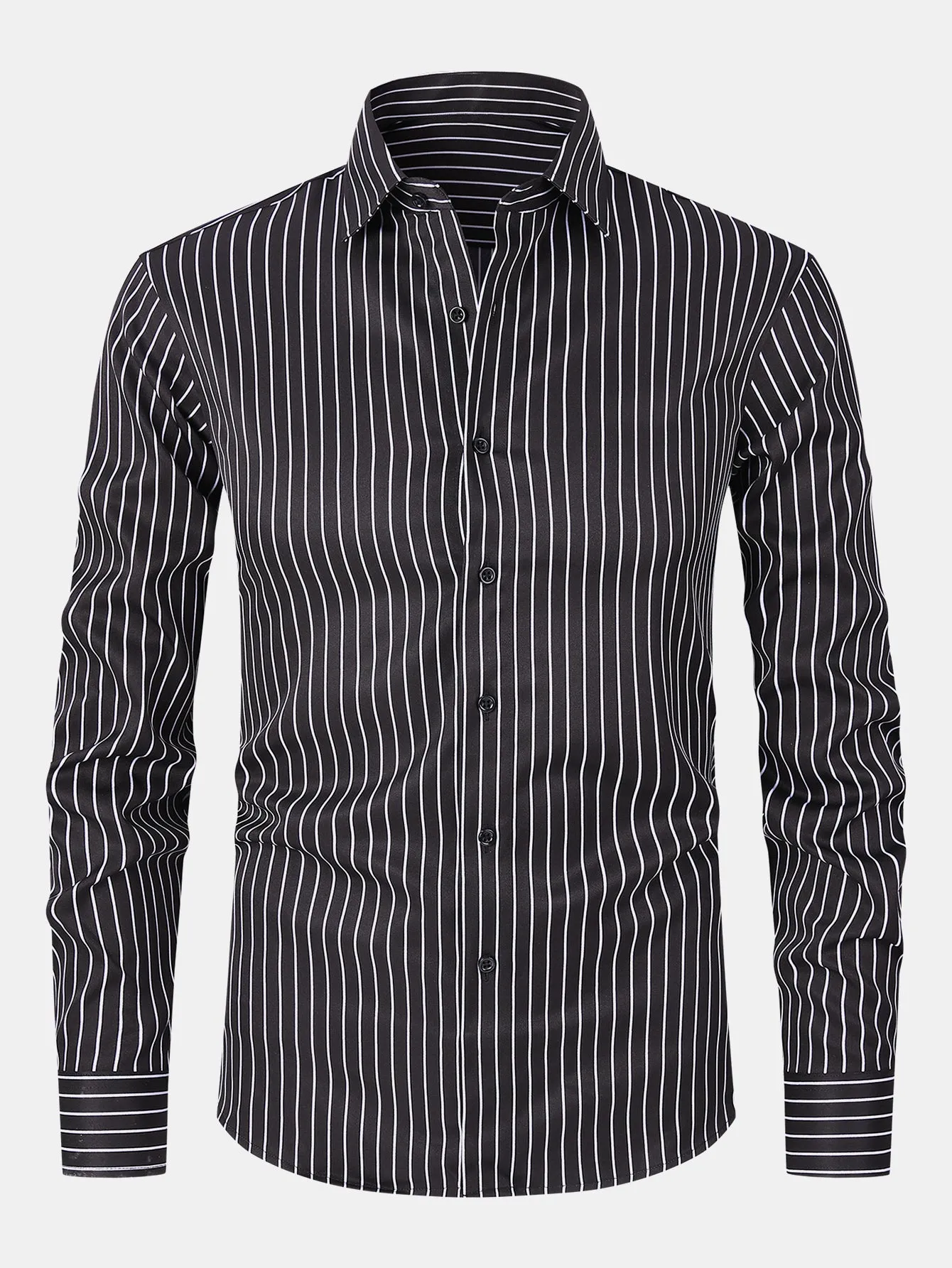 Long Sleeve Stripe Button Up Shirt sold by Hoooyi product image thumbnail 4