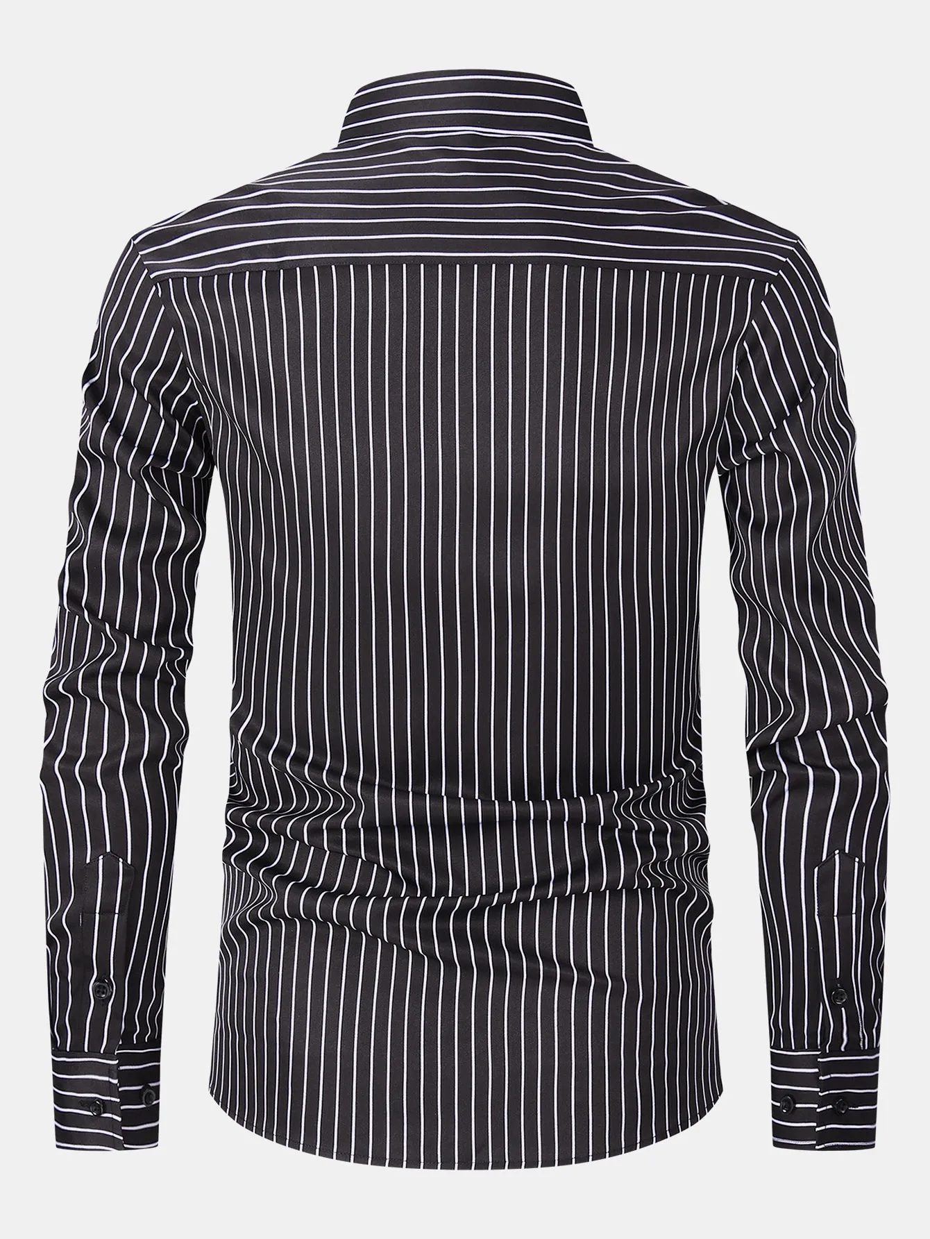 Long Sleeve Stripe Button Up Shirt sold by Hoooyi product image thumbnail 5