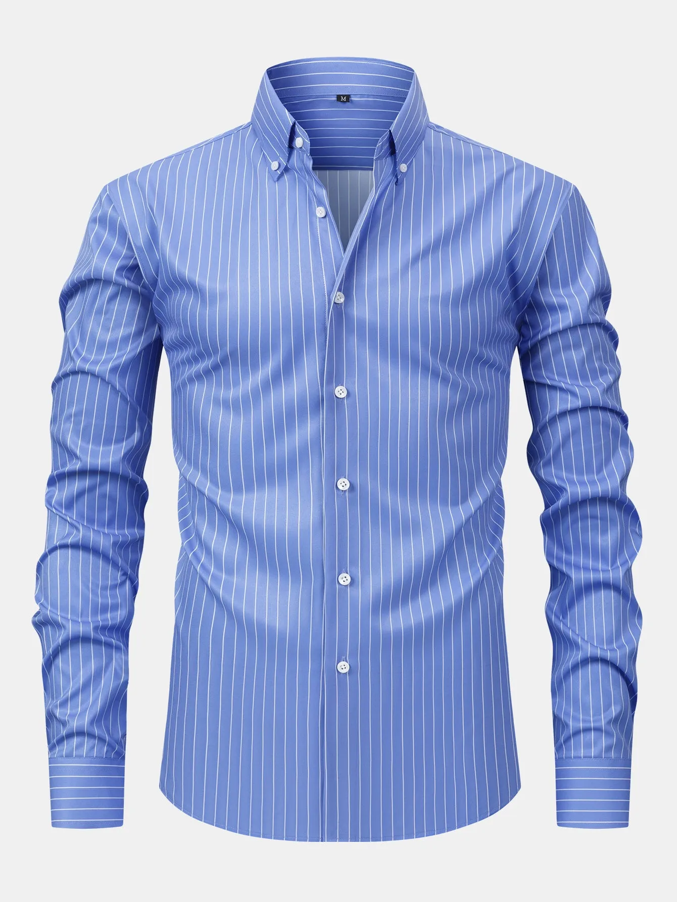 Long Sleeve Stripe Button Up Shirt sold by Hoooyi product image thumbnail 3