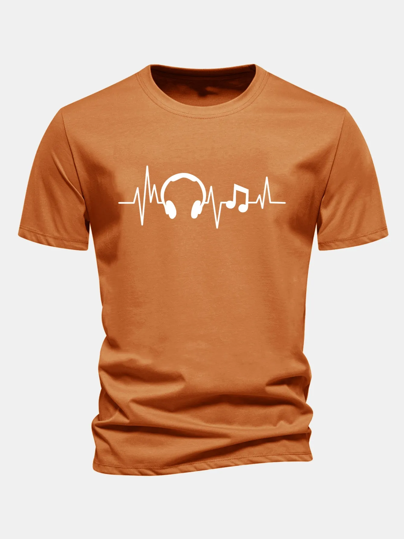 Regular Fit Heartbeat Music Print Cotton T-Shirt sold by Hoooyi product image thumbnail 5