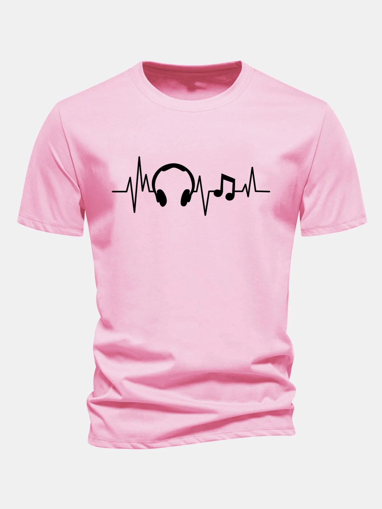 Regular Fit Heartbeat Music Print Cotton T-Shirt sold by Hoooyi product image thumbnail 3