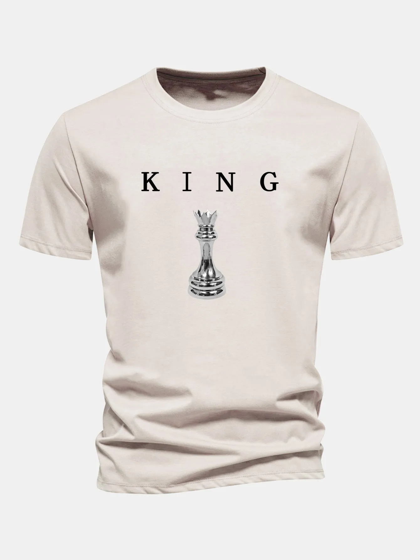 Regular Fit King Chess Print Cotton T-Shirt sold by Hoooyi product image thumbnail 2