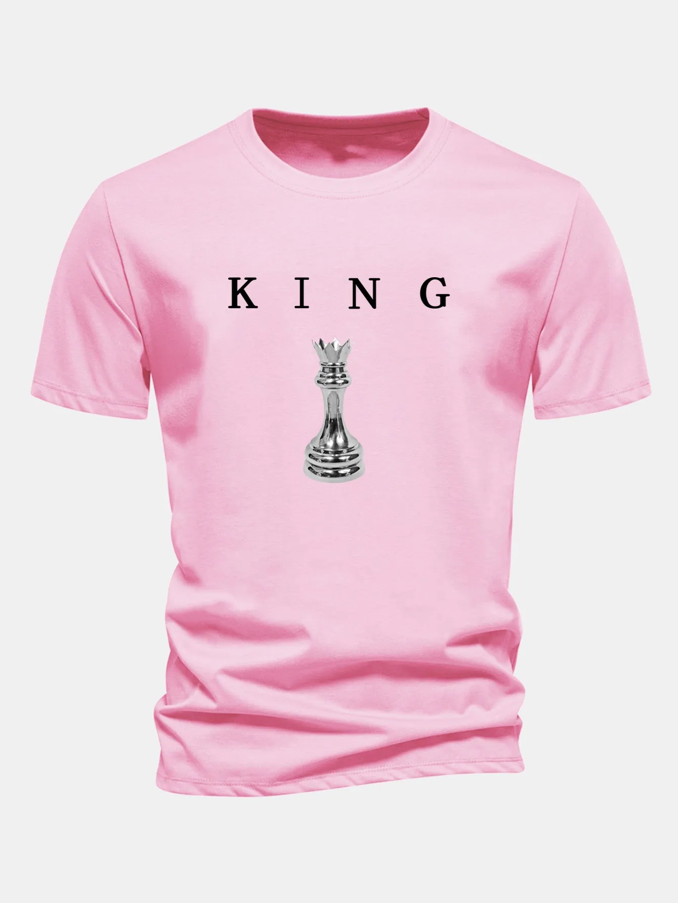 Regular Fit King Chess Print Cotton T-Shirt sold by Hoooyi product image thumbnail 3