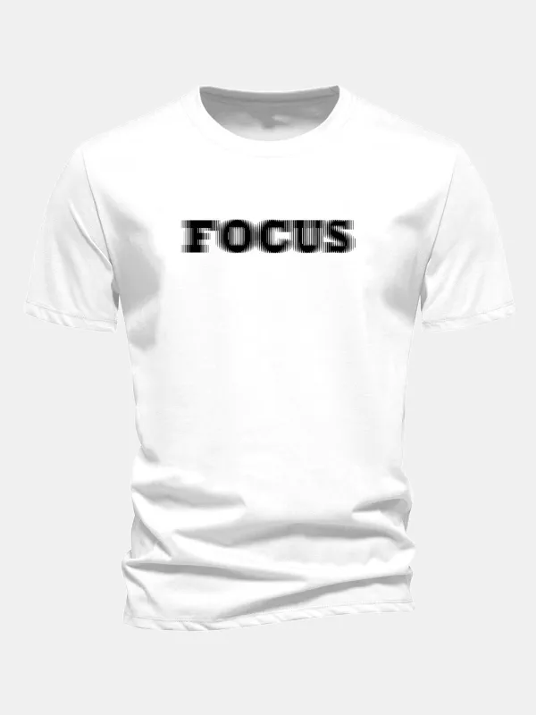 Regular Fit Vague Focus Print Cotton T-Shirt sold by Hoooyi