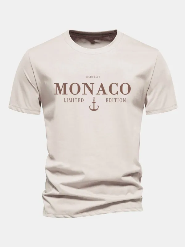 Regular Fit Monaco Slogan Cotton T-Shirt sold by Hoooyi