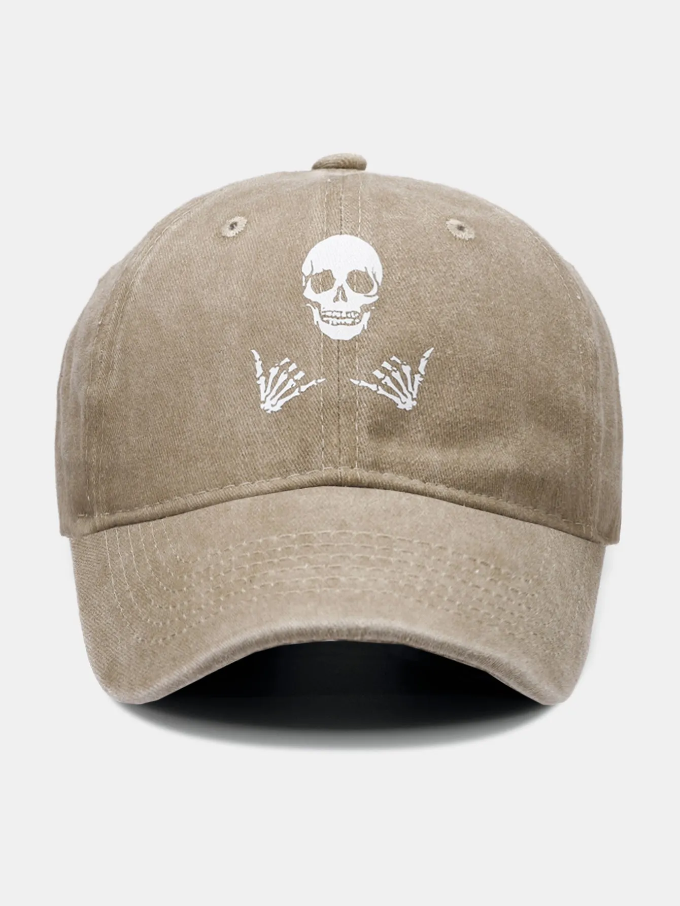 Skull Print Washed Distressed Baseball Cap sold by Hoooyi product image thumbnail 2