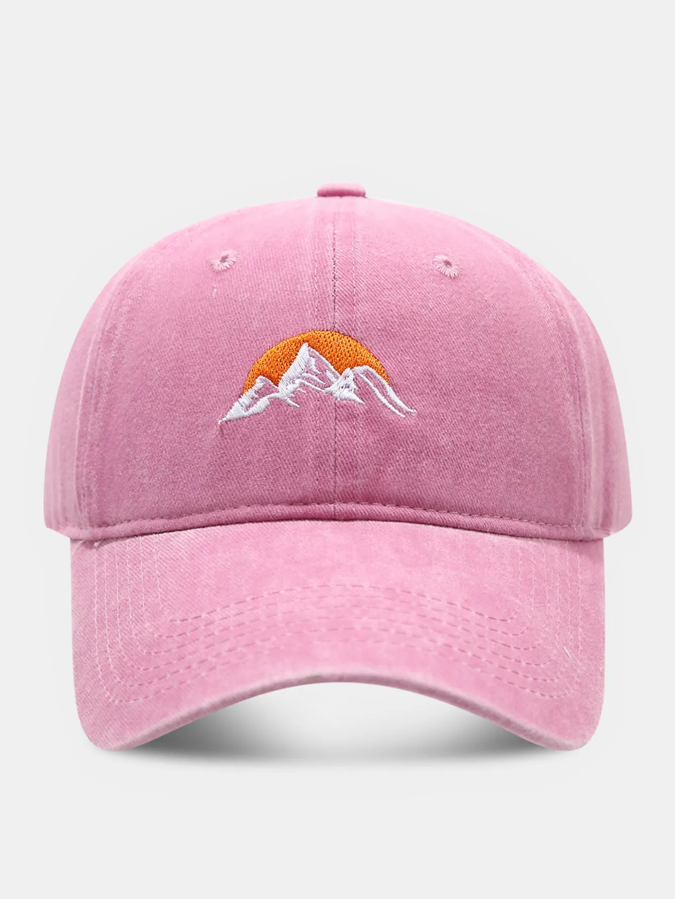 Mountain Sunset Embroidered Washed Distressed Baseball Cap sold by Hoooyi product image thumbnail 4