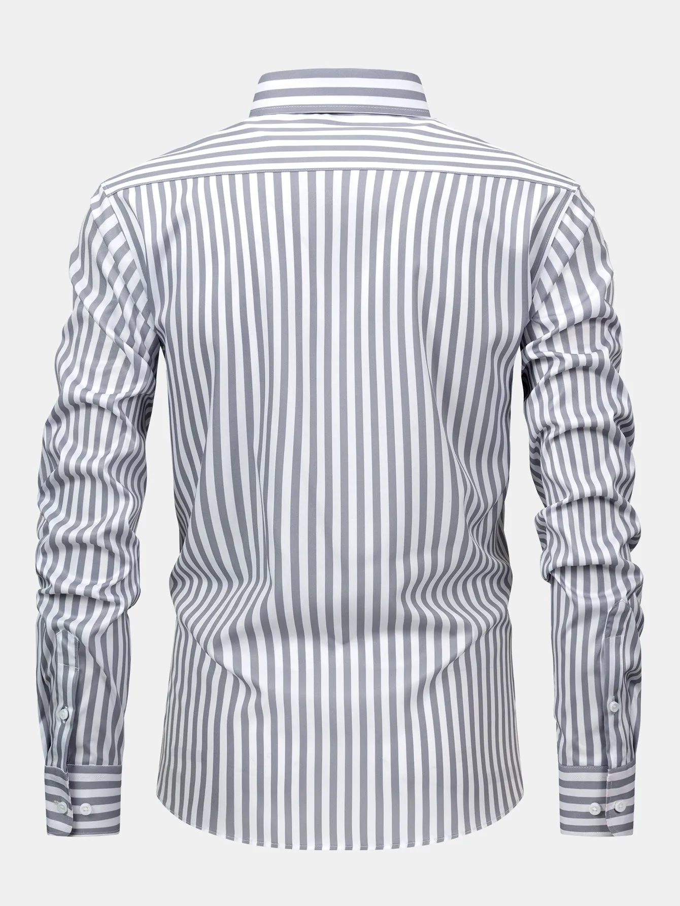 Long Sleeve Stripe Button Up Shirt sold by Hoooyi product image thumbnail 4