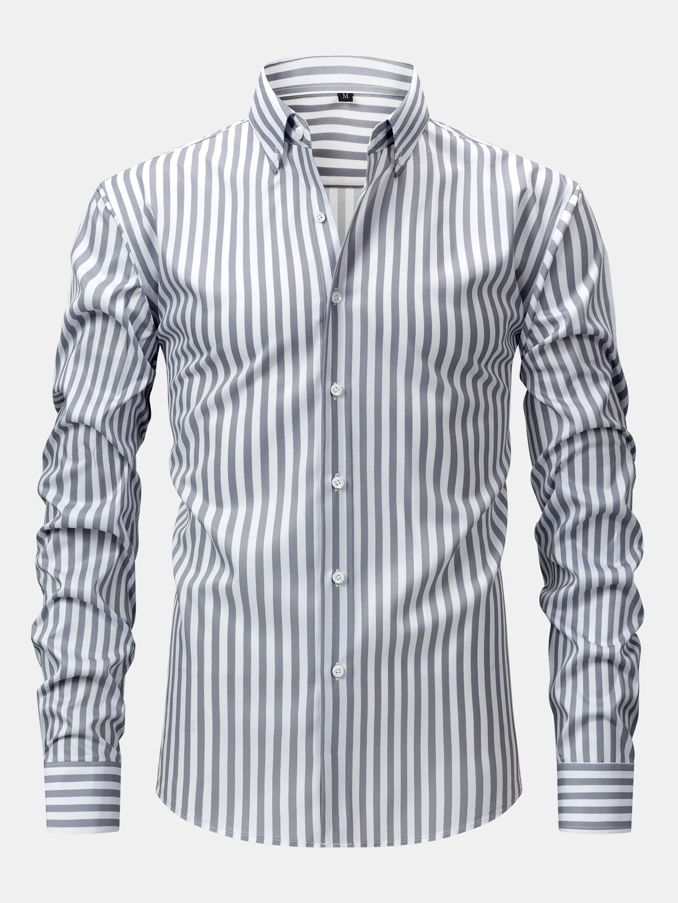 Long Sleeve Stripe Button Up Shirt sold by Hoooyi product image thumbnail 3