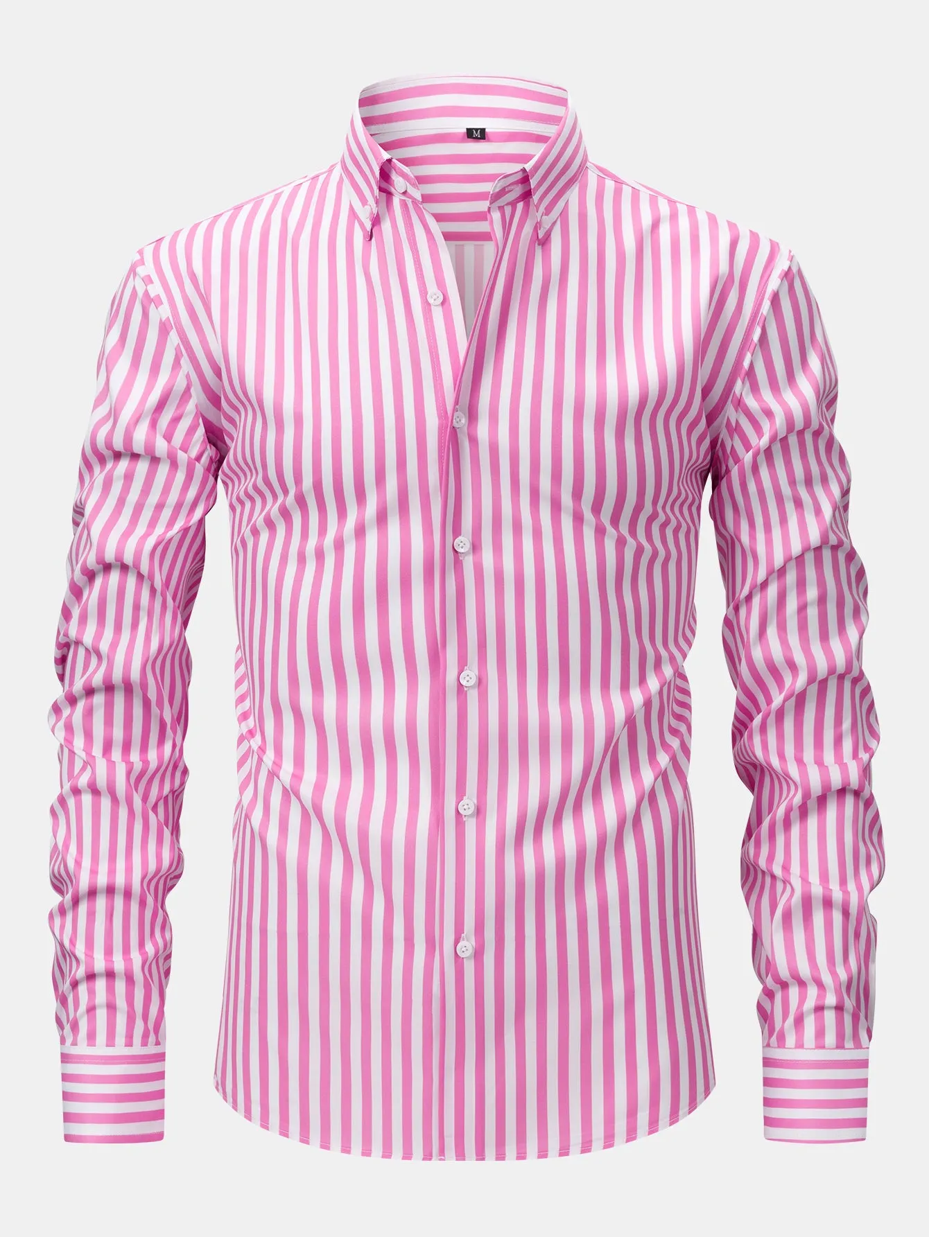 Long Sleeve Stripe Button Up Shirt sold by Hoooyi product image thumbnail 5
