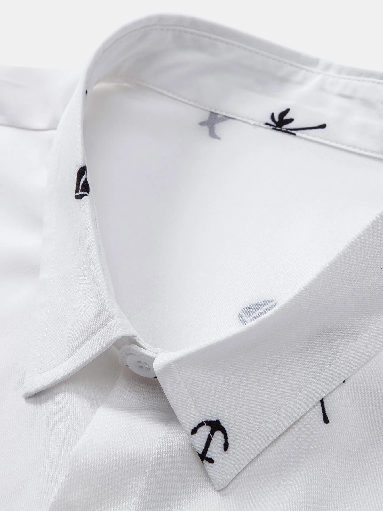 Palm Tree Anchor Sailboat Print Button Up Shirt sold by Hoooyi product image thumbnail 3