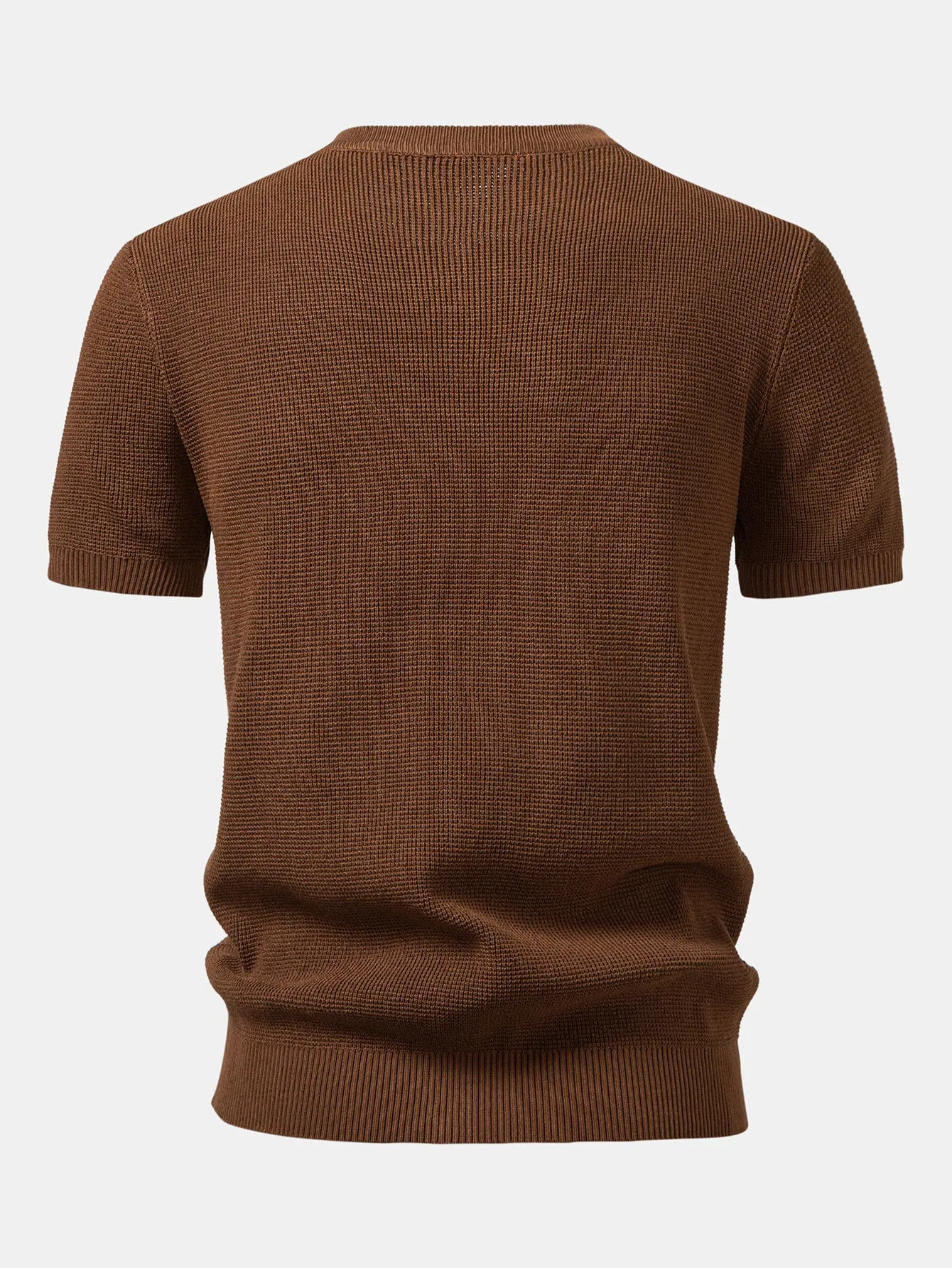 Waffle Textured Knitted Henley Shirt sold by Hoooyi product image thumbnail 4