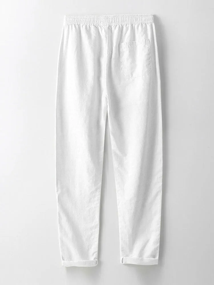 Geometric Crochet V Neck Polo Shirt & Straight Leg Linen Pants sold by Hoooyi product image thumbnail 5