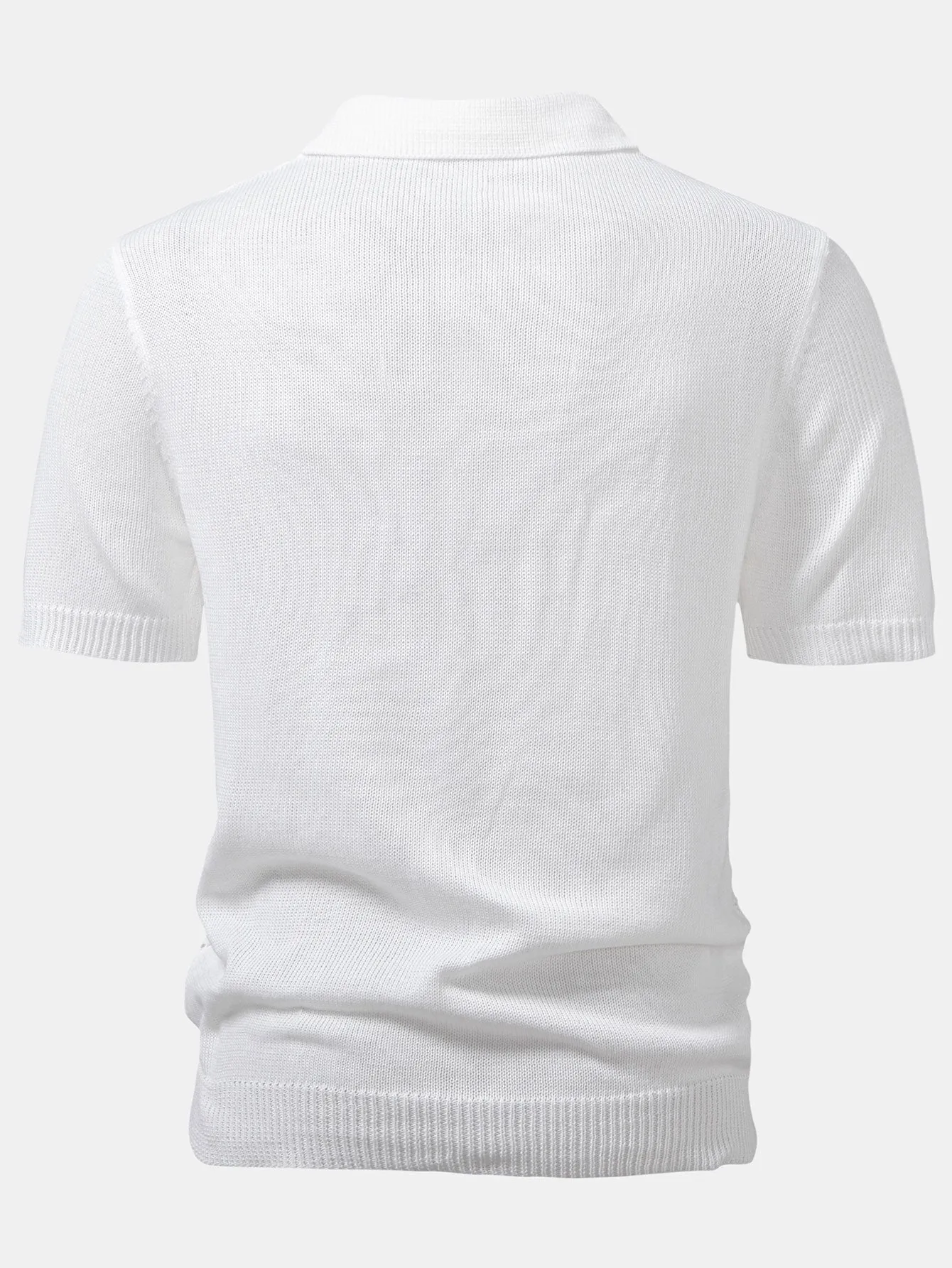 Geometric Crochet V Neck Polo Shirt & Straight Leg Linen Pants sold by Hoooyi product image thumbnail 3