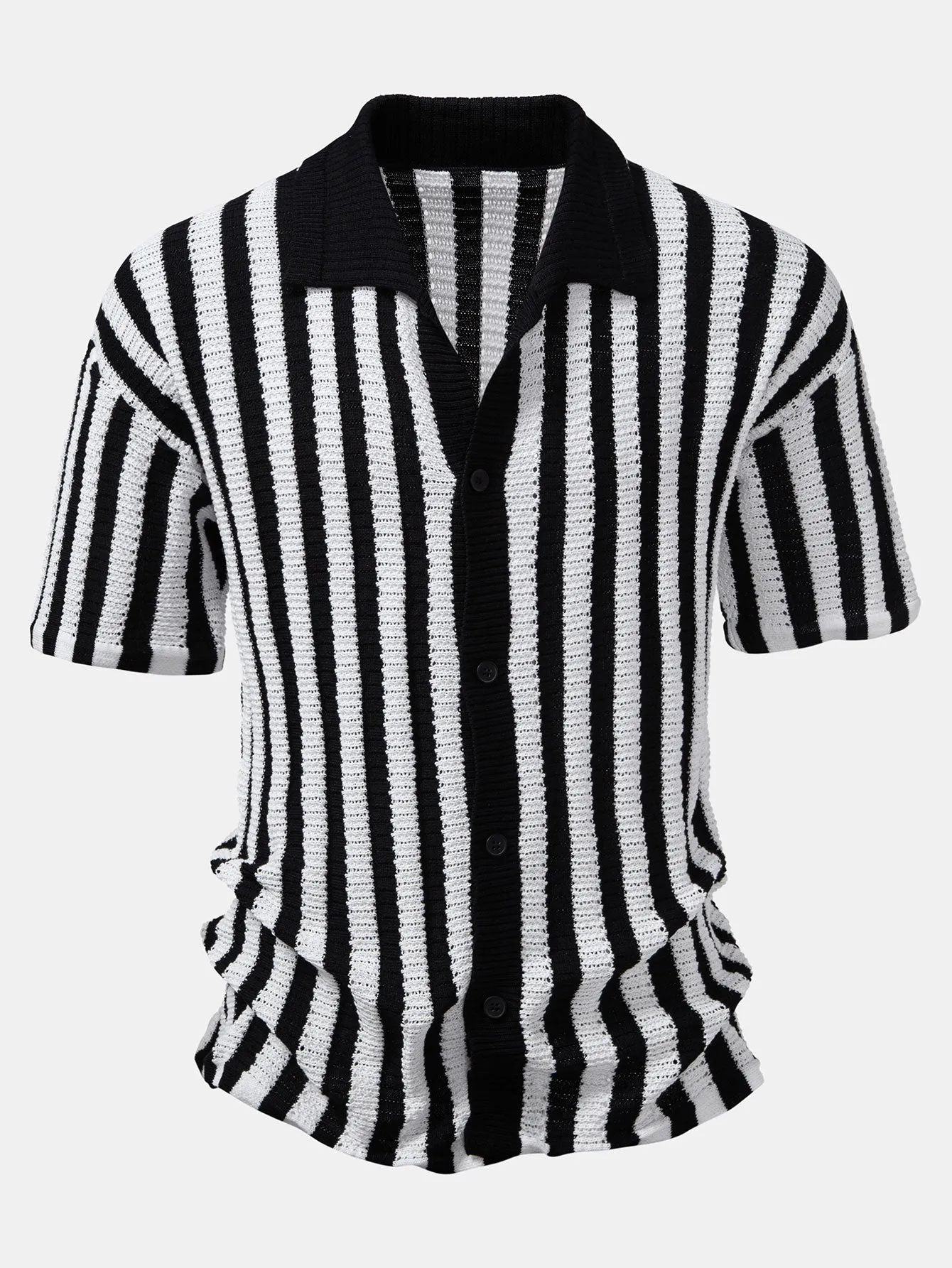 Drop Shoulder Stripe Crochet Shirt sold by Hoooyi product image thumbnail 3