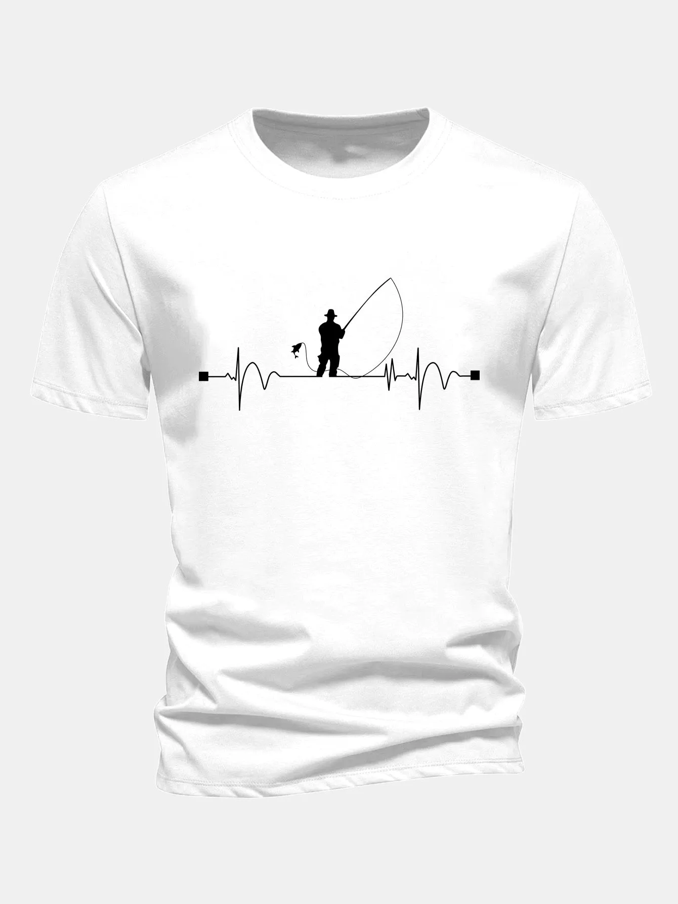 Regular Fit Fishing Man Print Cotton T-Shirt sold by Hoooyi product image thumbnail 2