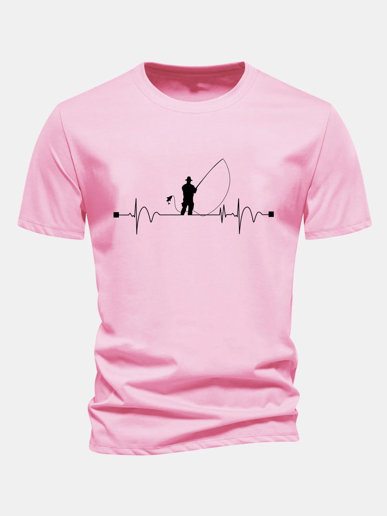 Regular Fit Fishing Man Print Cotton T-Shirt sold by Hoooyi product image thumbnail 4