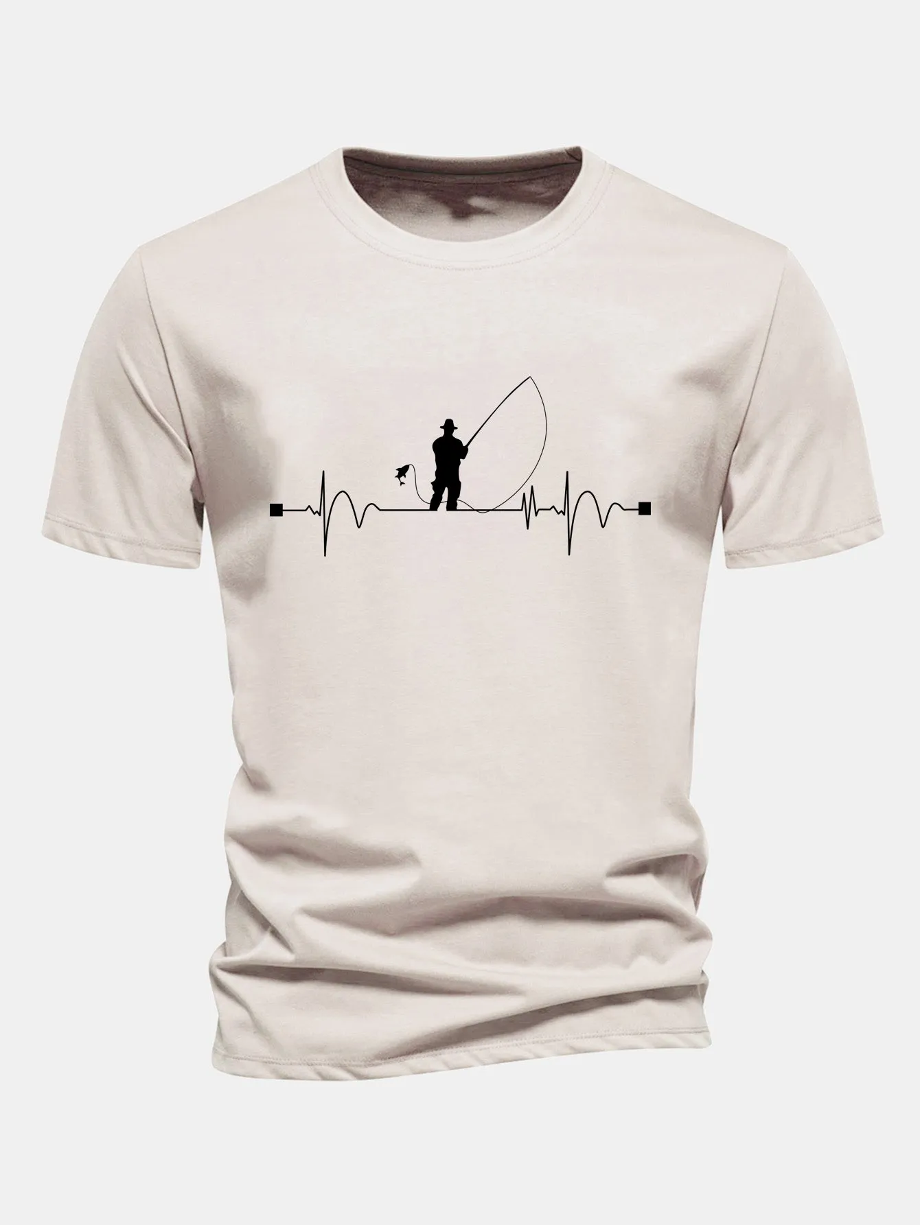 Regular Fit Fishing Man Print Cotton T-Shirt sold by Hoooyi product image thumbnail 3