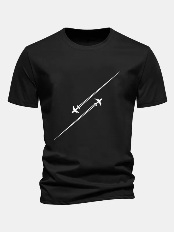 Regular Fit Fighter Jets Print Cotton T-Shirt made by Hoooyi