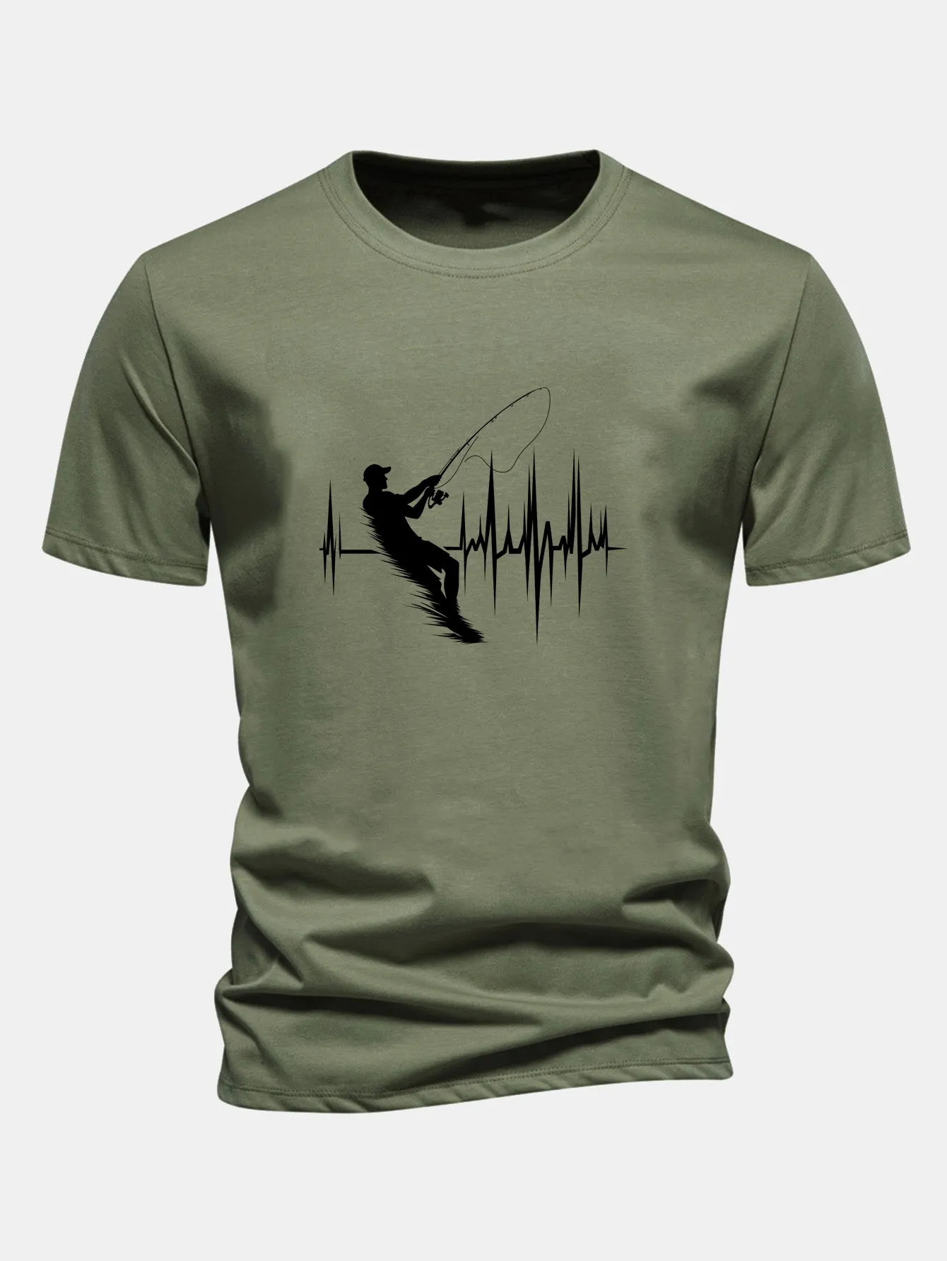 Regular Fit Fishing Man Print Cotton T-Shirt sold by Hoooyi product image thumbnail 5