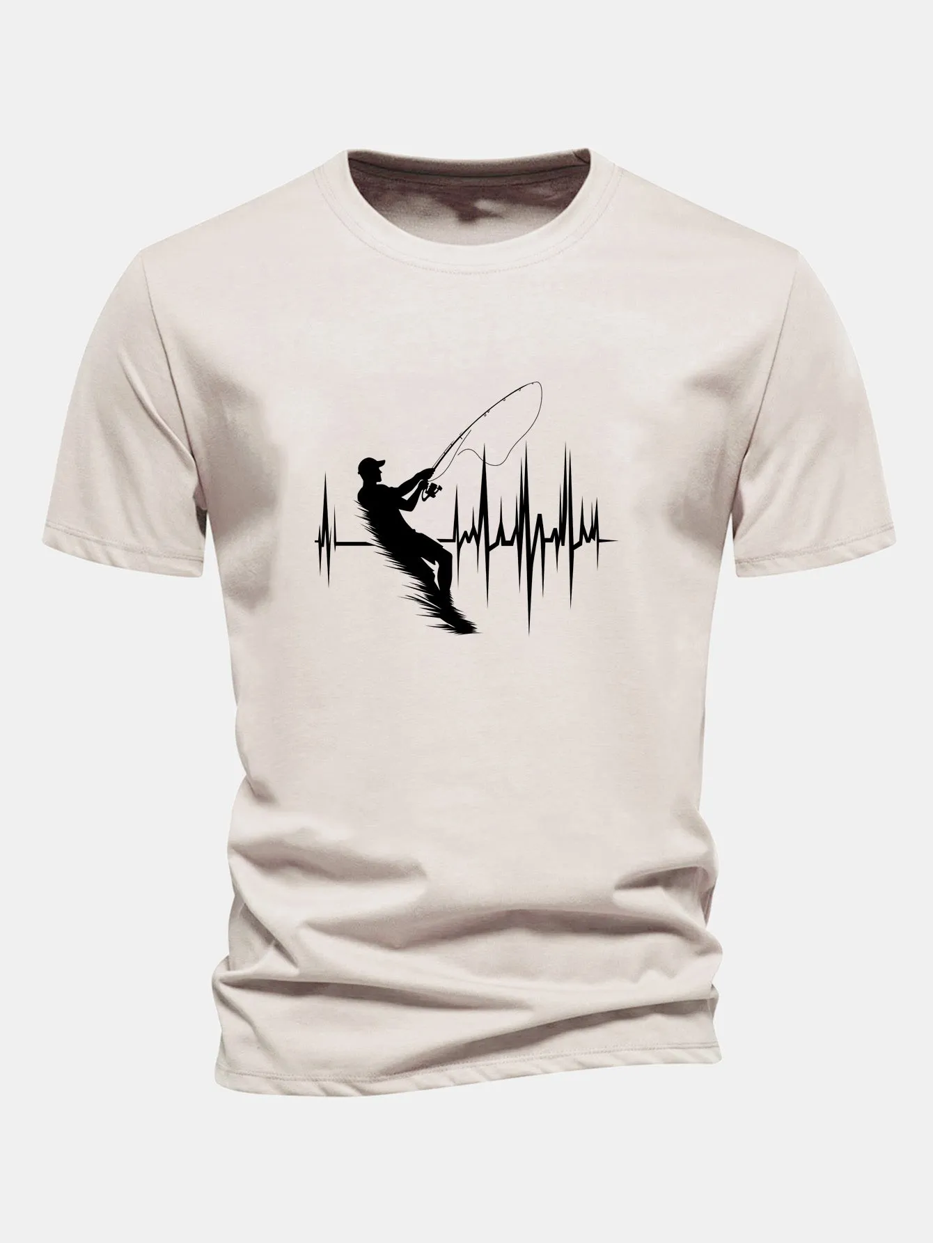 Regular Fit Fishing Man Print Cotton T-Shirt sold by Hoooyi product image thumbnail 3