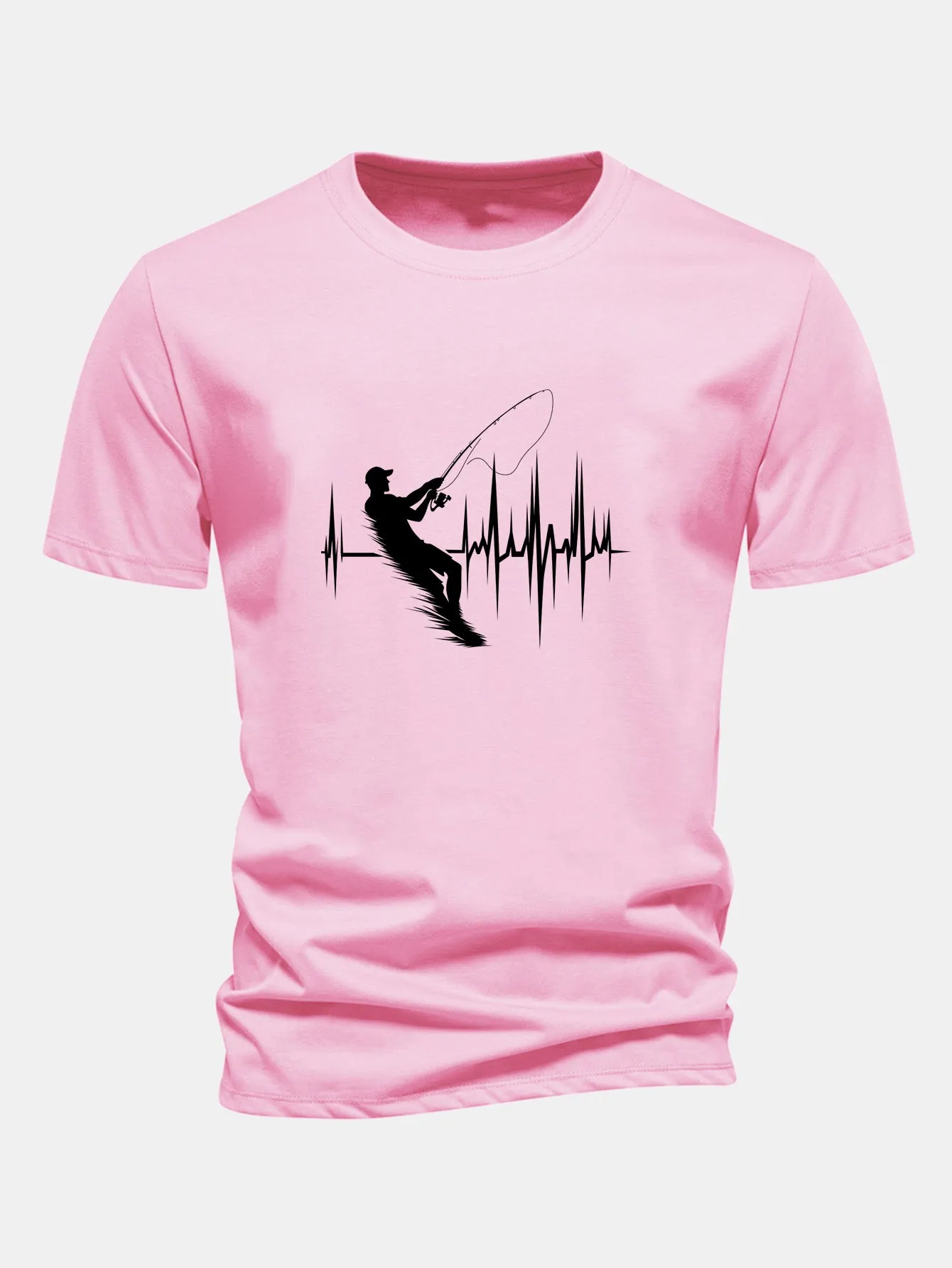 Regular Fit Fishing Man Print Cotton T-Shirt sold by Hoooyi product image thumbnail 4