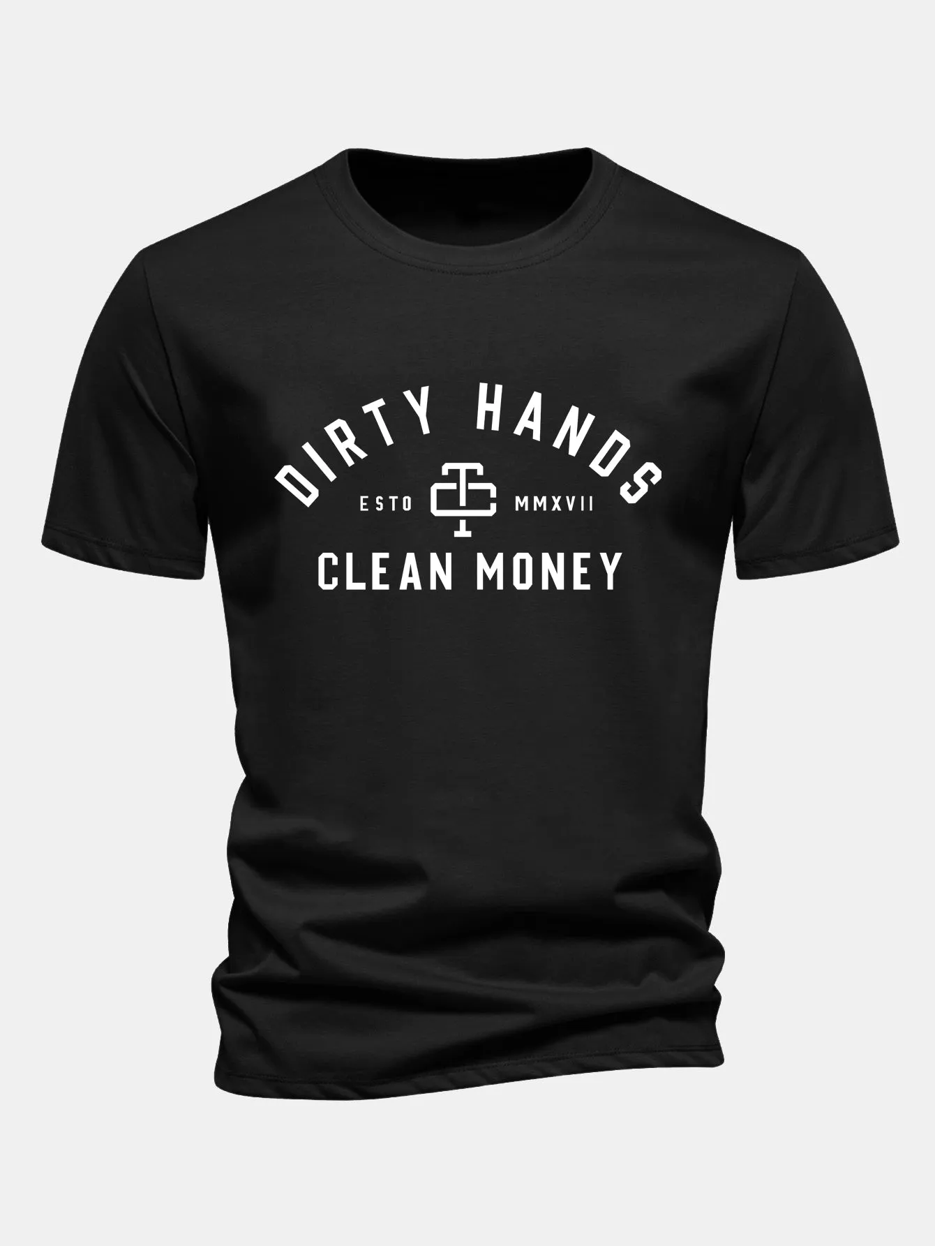 Regular Fit Dirty Hands Clean Money Print Cotton T-Shirt sold by Hoooyi product image thumbnail 2