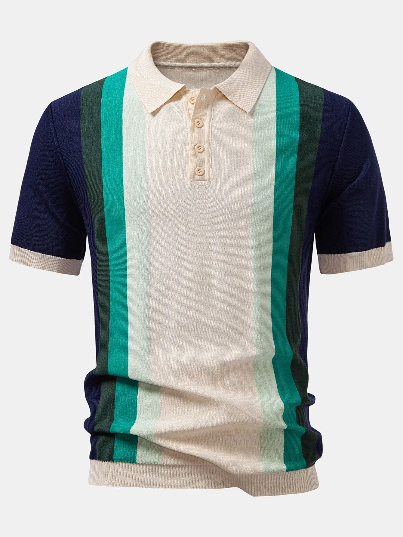 Striped Knitted Polo Shirt & Slim Fit Tapered Trousers sold by Hoooyi product image thumbnail 4