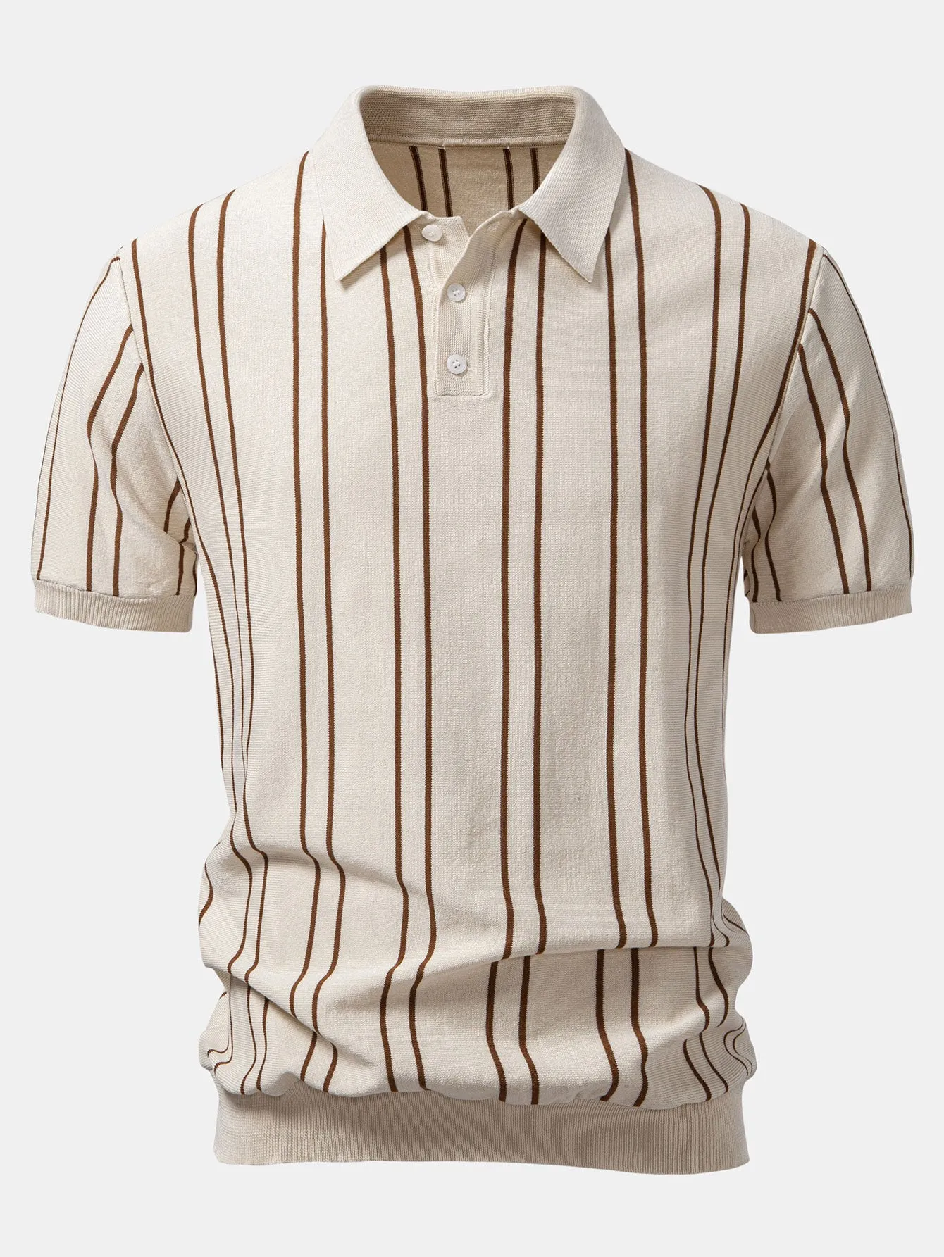 Striped Knitted Polo Shirt & Slim Fit Tapered Trousers sold by Hoooyi product image thumbnail 3