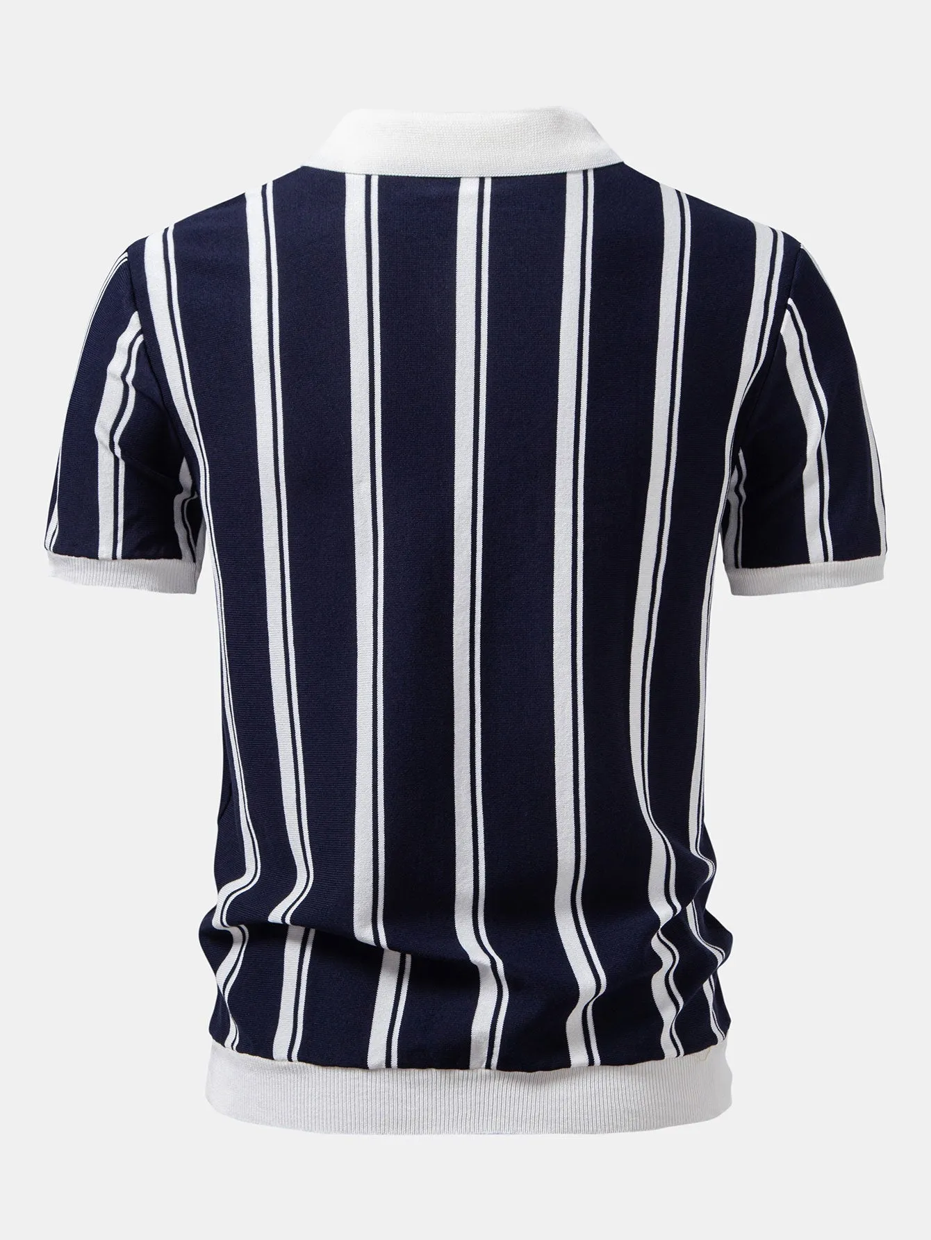 Striped Zip Up Knit Polo sold by Hoooyi product image thumbnail 2