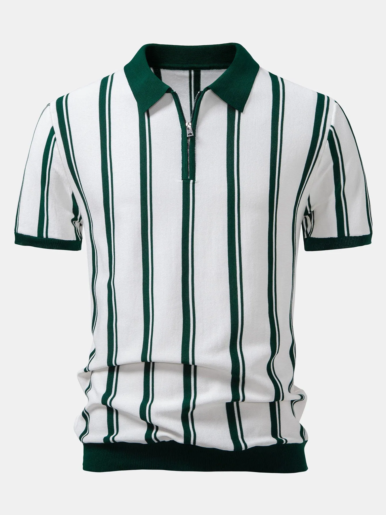 Striped Zip Up Knit Polo sold by Hoooyi product image thumbnail 3