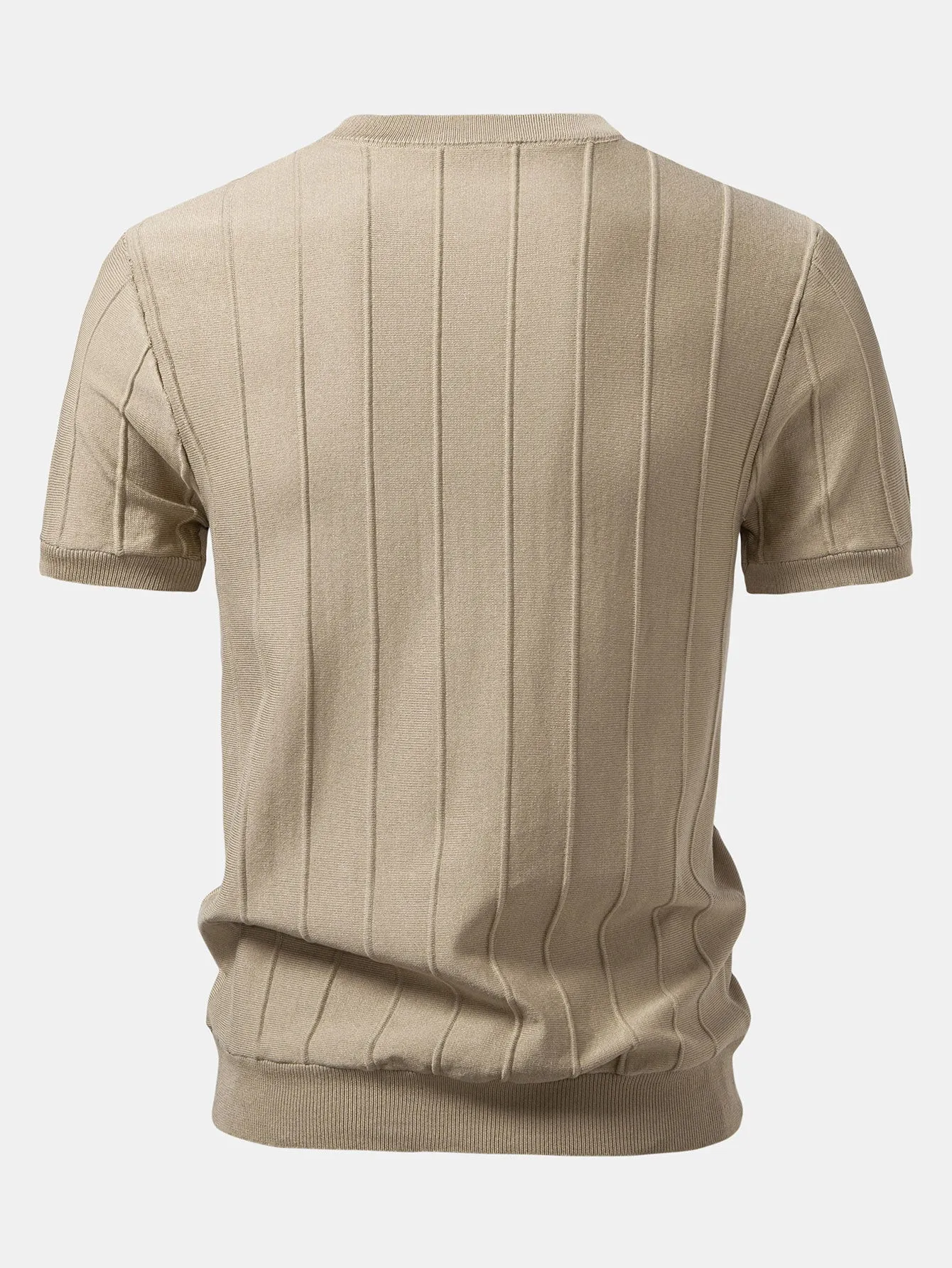 Striped Jacquard Crew Neck Sweater Knitted T-Shirt sold by Hoooyi product image thumbnail 4