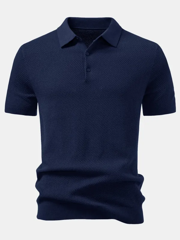 Pineapple Texture Knitted Polo Shirt sold by Hoooyi