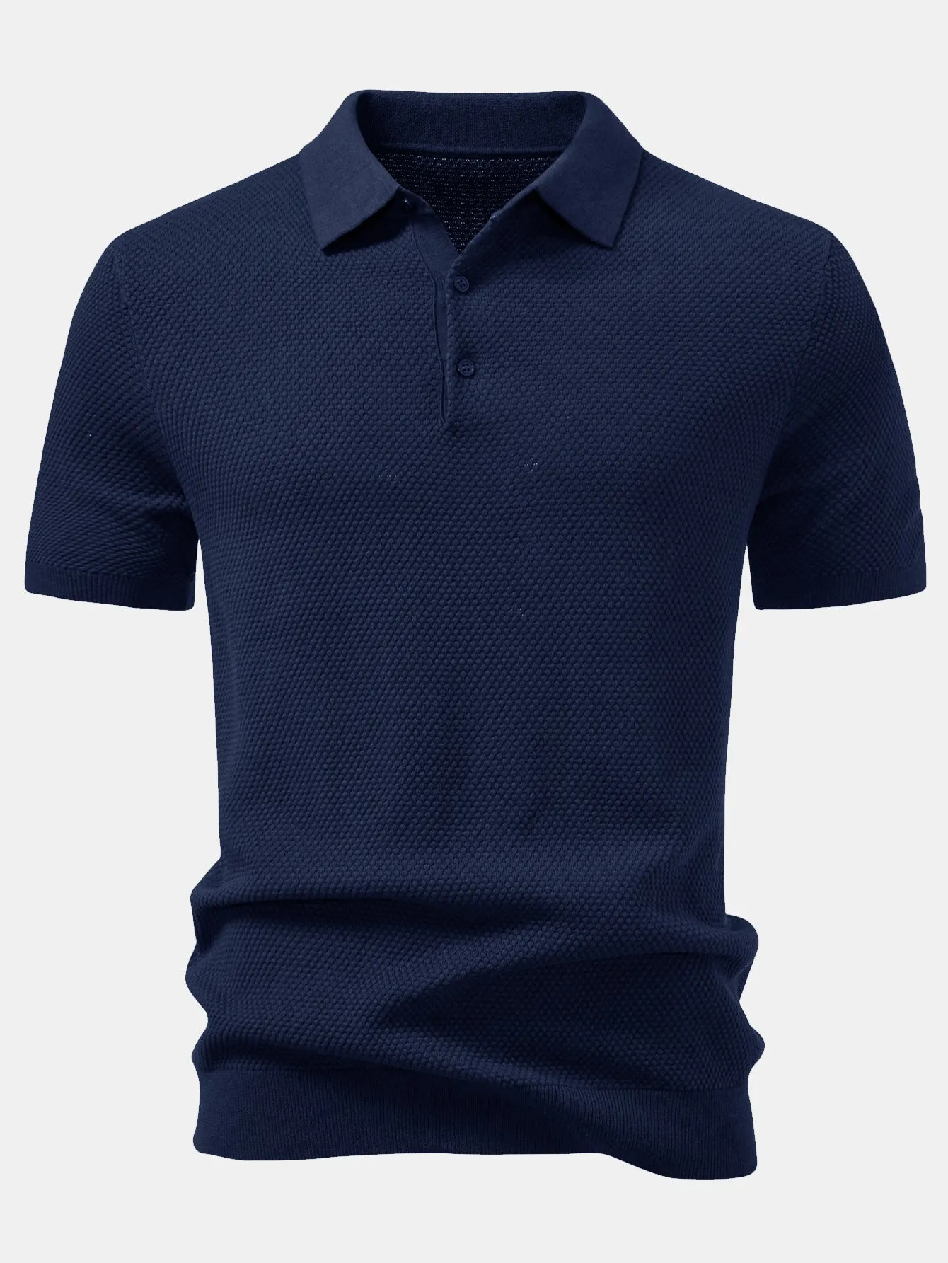 Pineapple Texture Knitted Polo Shirt sold by Hoooyi