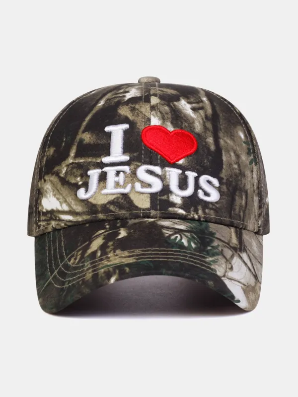 I Love Jesus Embroidered Camouflage Baseball Cap sold by Hoooyi