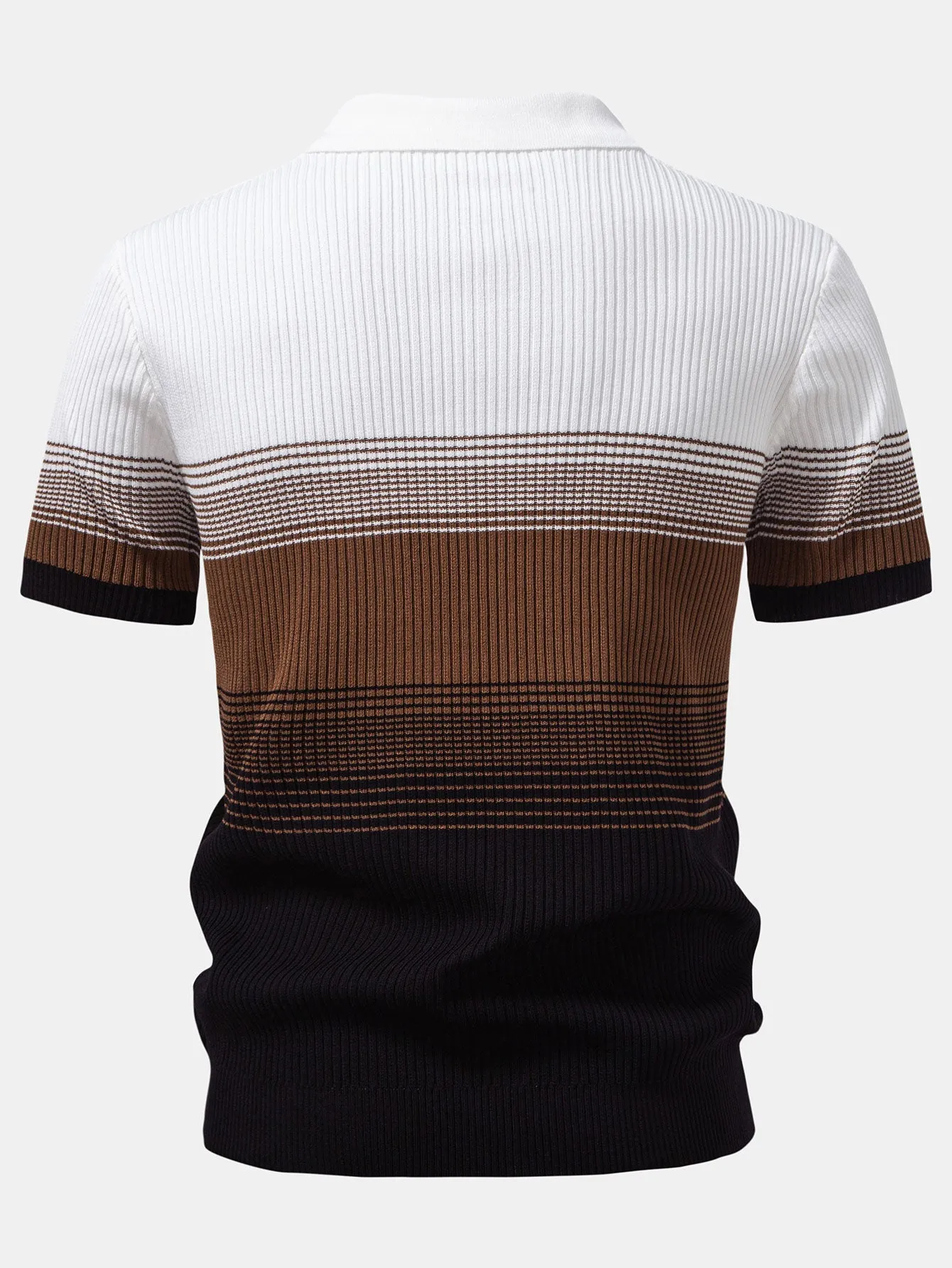 Striped Gradient Knitted Polo Shirt & Slim Fit Tapered Trousers sold by Hoooyi product image thumbnail 3