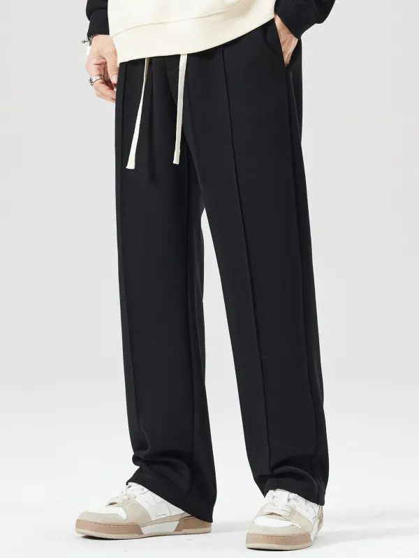 Straight Leg Pleated Pintuck Sweatpants sold by Hoooyi