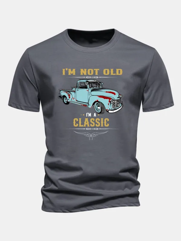 Regular Fit Classic Car Print Cotton T-Shirt sold by Hoooyi