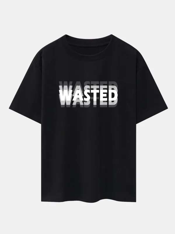 Wasted Print Drop Shoulder Oversize T-Shirt sold by Hoooyi