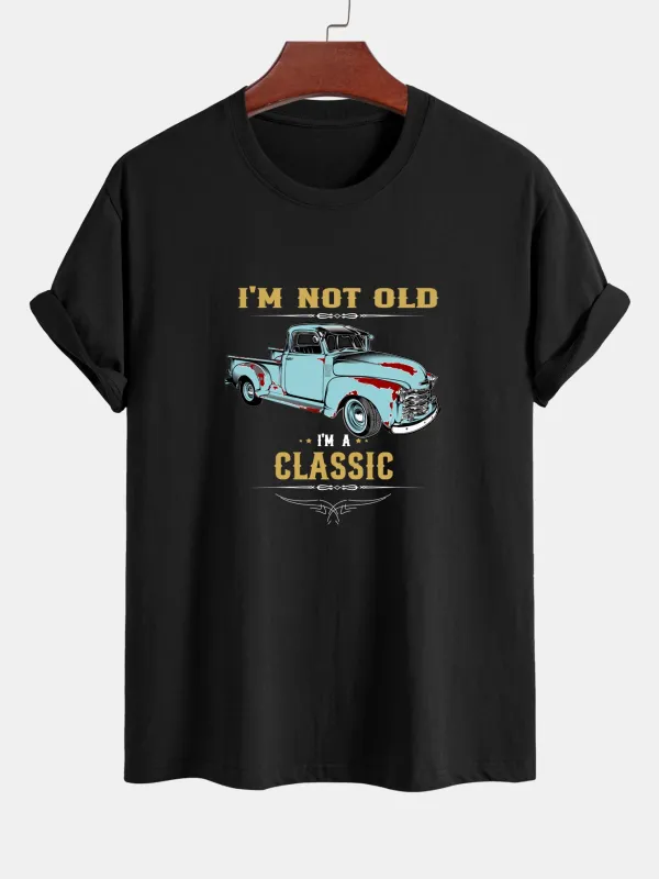 Regular Fit Classic Car Print Cotton T-Shirt sold by Hoooyi